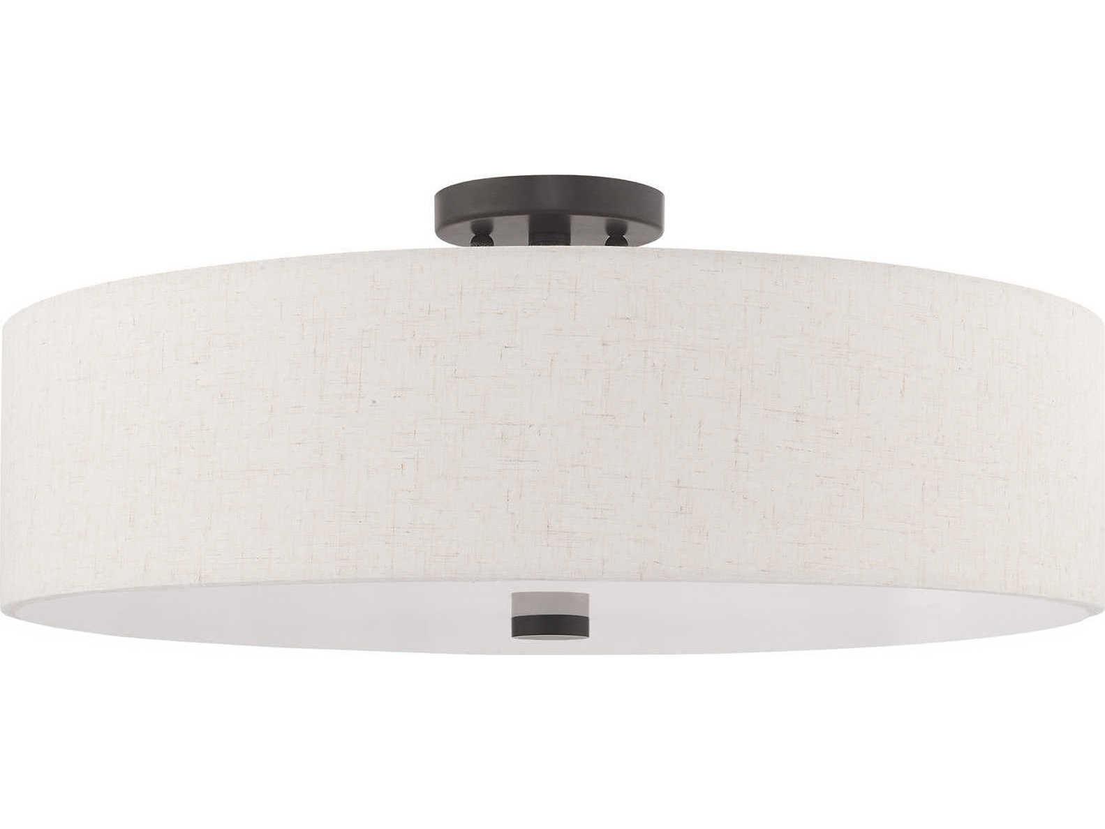 Livex Lighting Meridian English Bronze Drum Round Semi Flush Mount