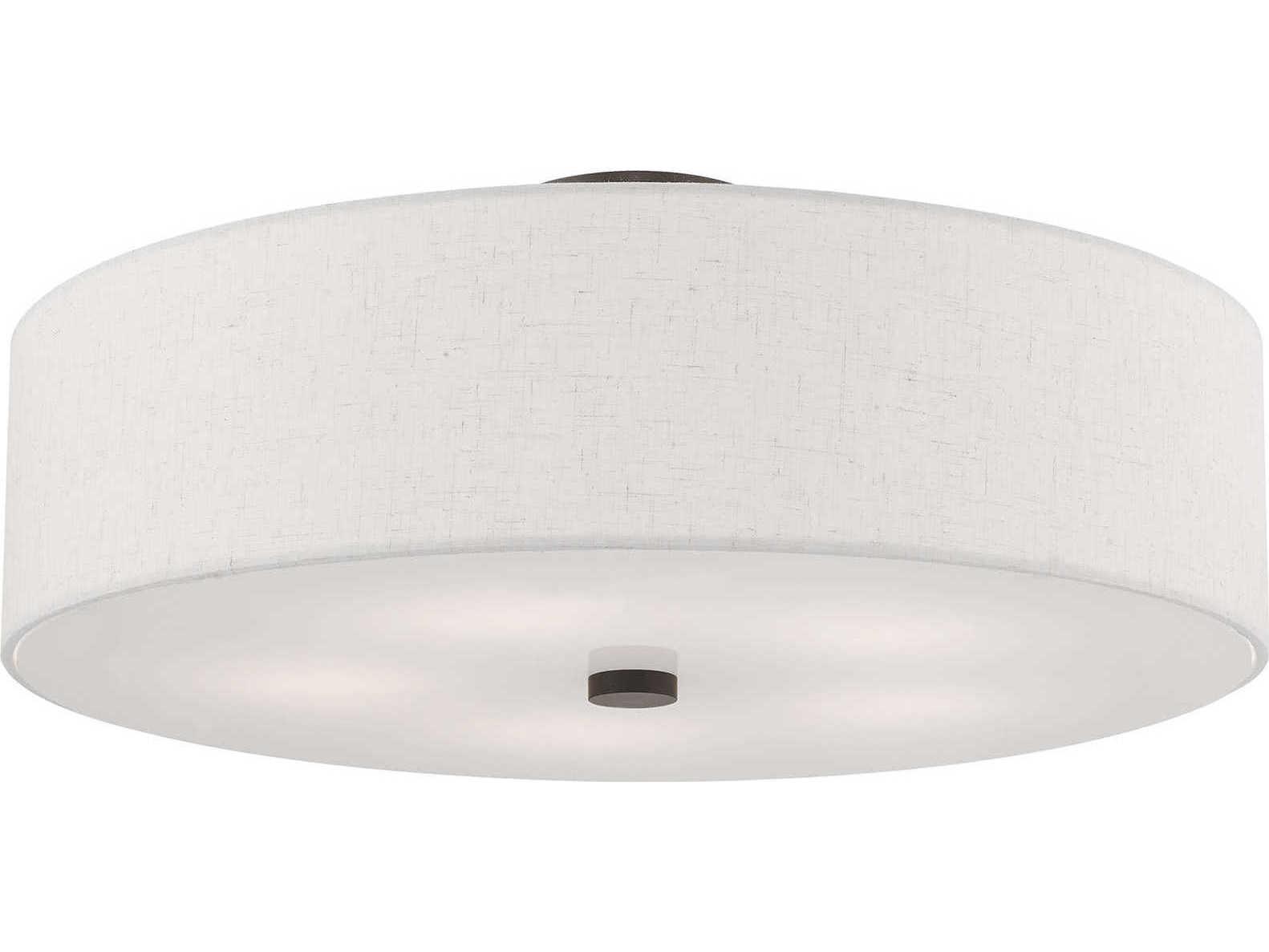 Livex Lighting Meridian English Bronze Drum Round Semi Flush Mount