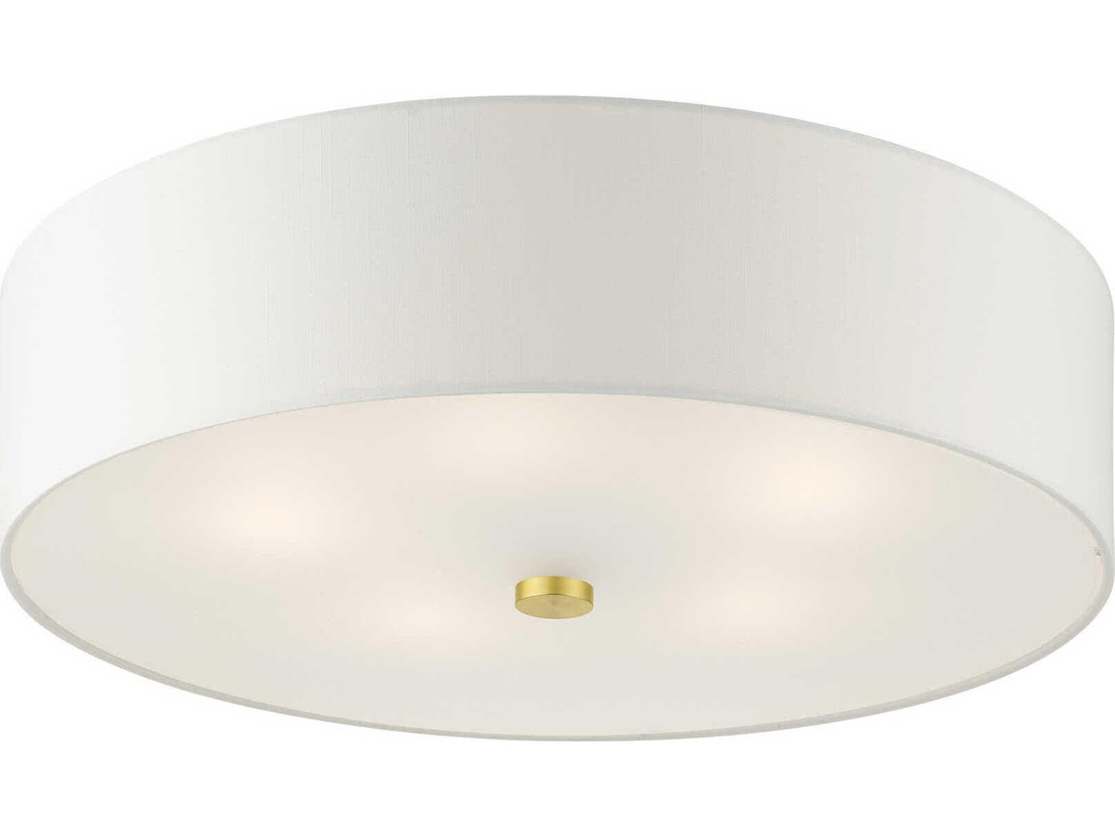Livex Lighting Meridian 5-Light Satin Brass Drum Semi Flush Mount