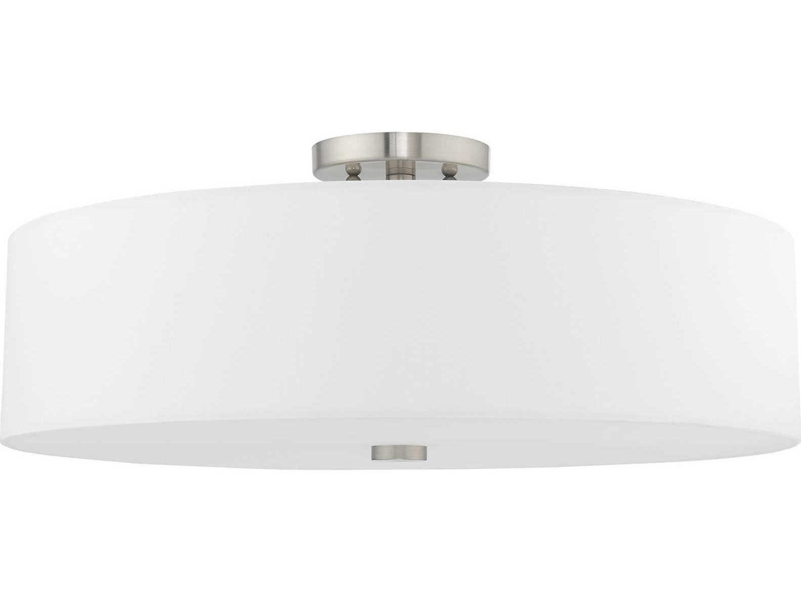 Livex Lighting Meridian Brushed Nickel Drum Round Semi Flush Mount