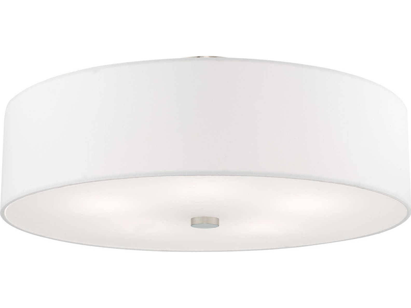 Livex Lighting Meridian Brushed Nickel Drum Round Semi Flush Mount