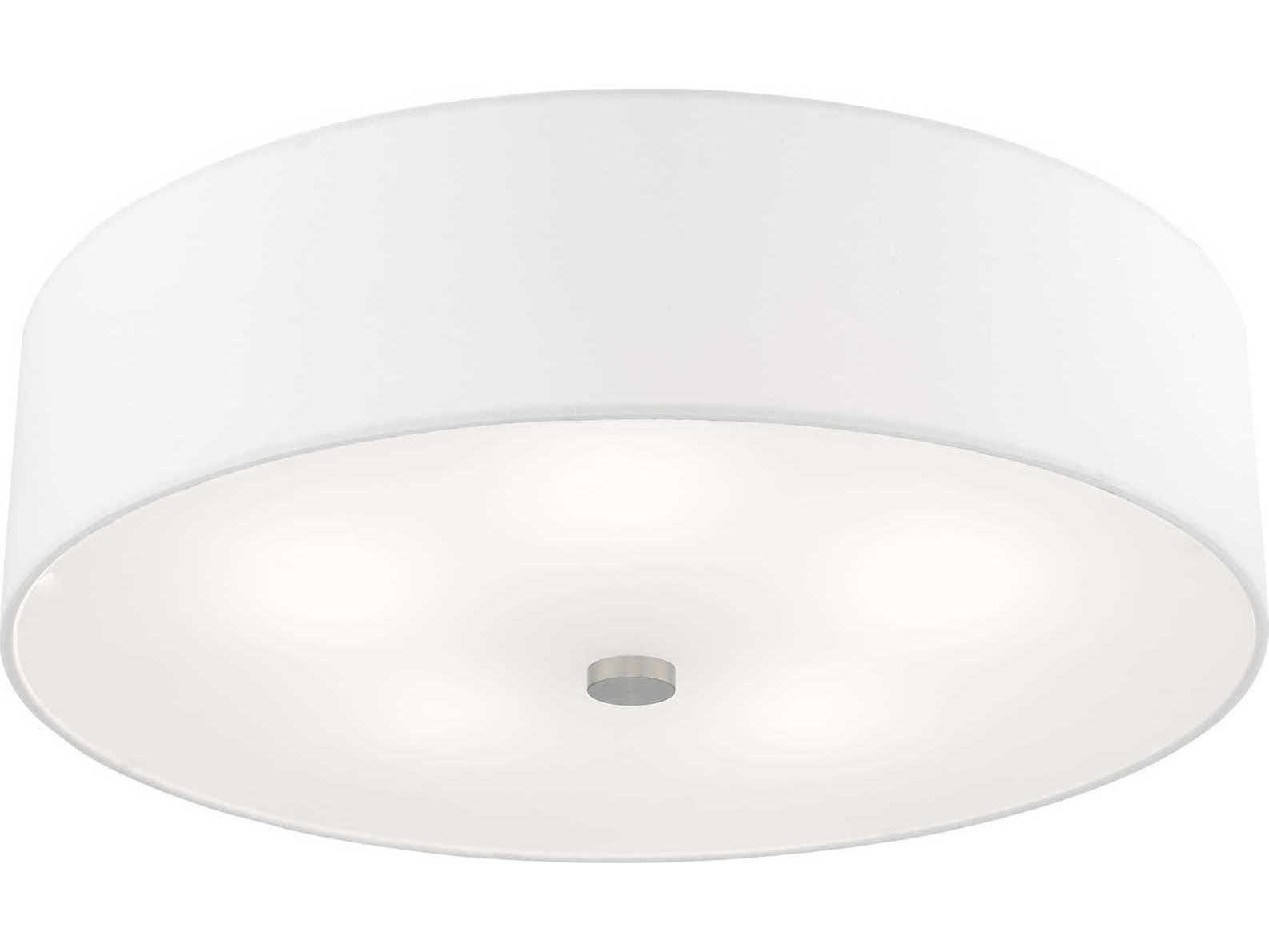 Livex Lighting Meridian Brushed Nickel Drum Round Semi Flush Mount