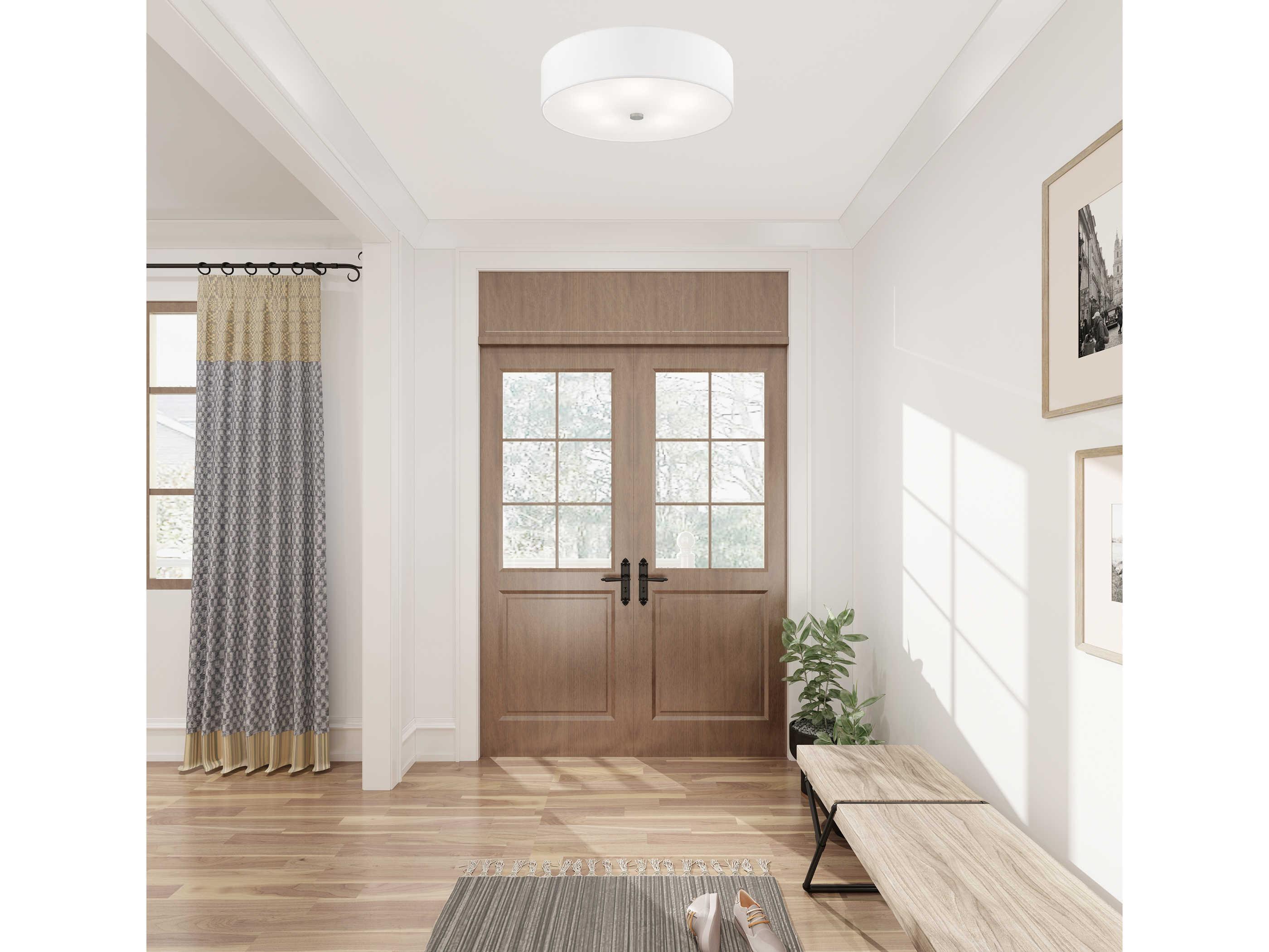 Livex Lighting Meridian Brushed Nickel Drum Round Semi Flush Mount