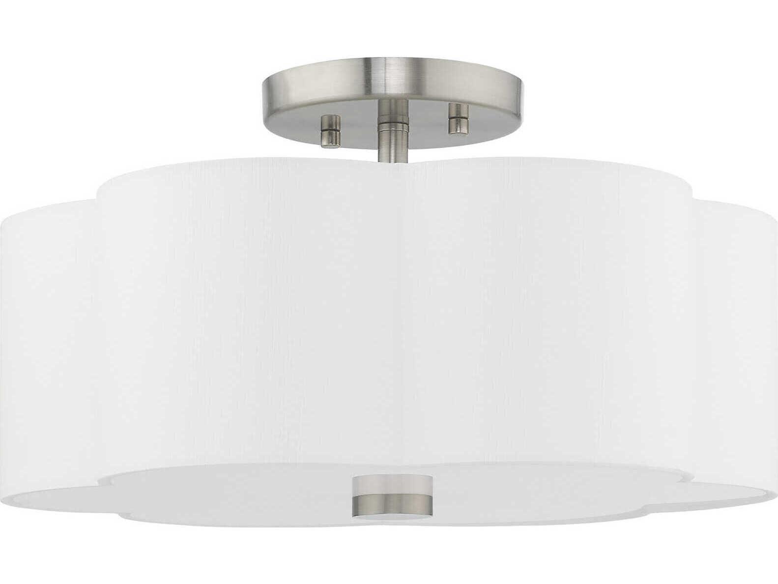 Livex Lighting Chelsea 3-Light Brushed Nickel White Semi Flush Mount