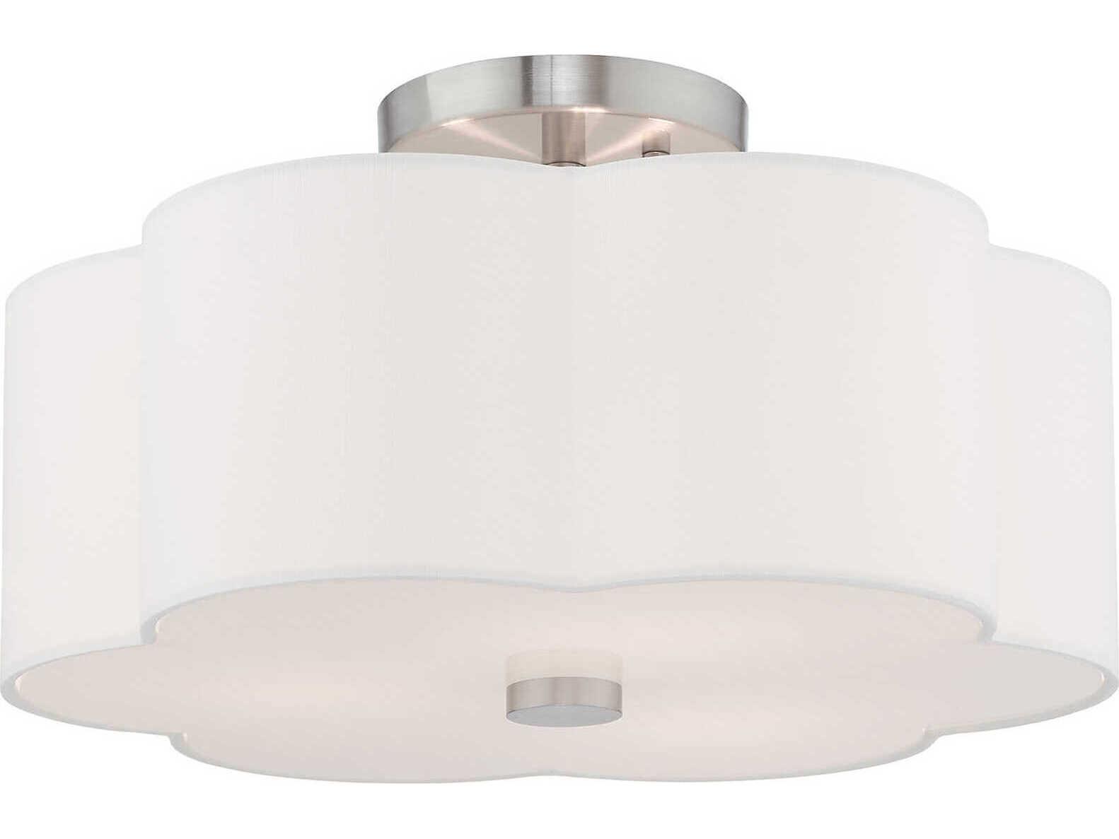 Livex Lighting Chelsea 3-Light Brushed Nickel White Semi Flush Mount