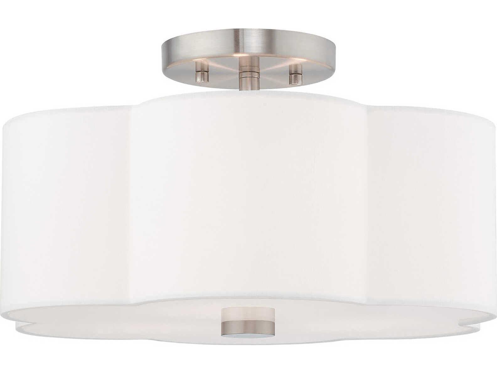 Livex Lighting Chelsea 3-Light Brushed Nickel White Semi Flush Mount