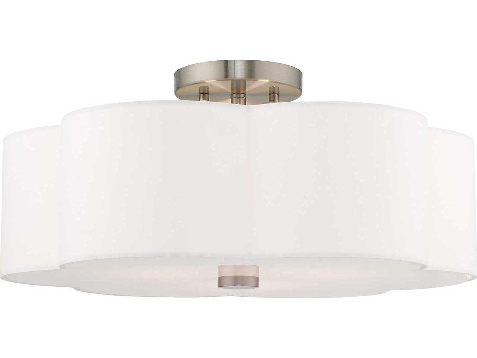 Livex Lighting Chelsea 3-Light Brushed Nickel Semi Flush Mount