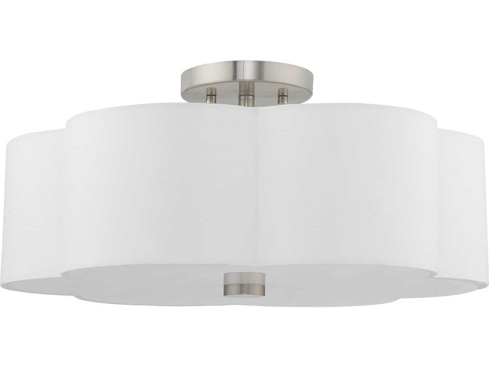 Livex Lighting Chelsea 3-Light Brushed Nickel Semi Flush Mount