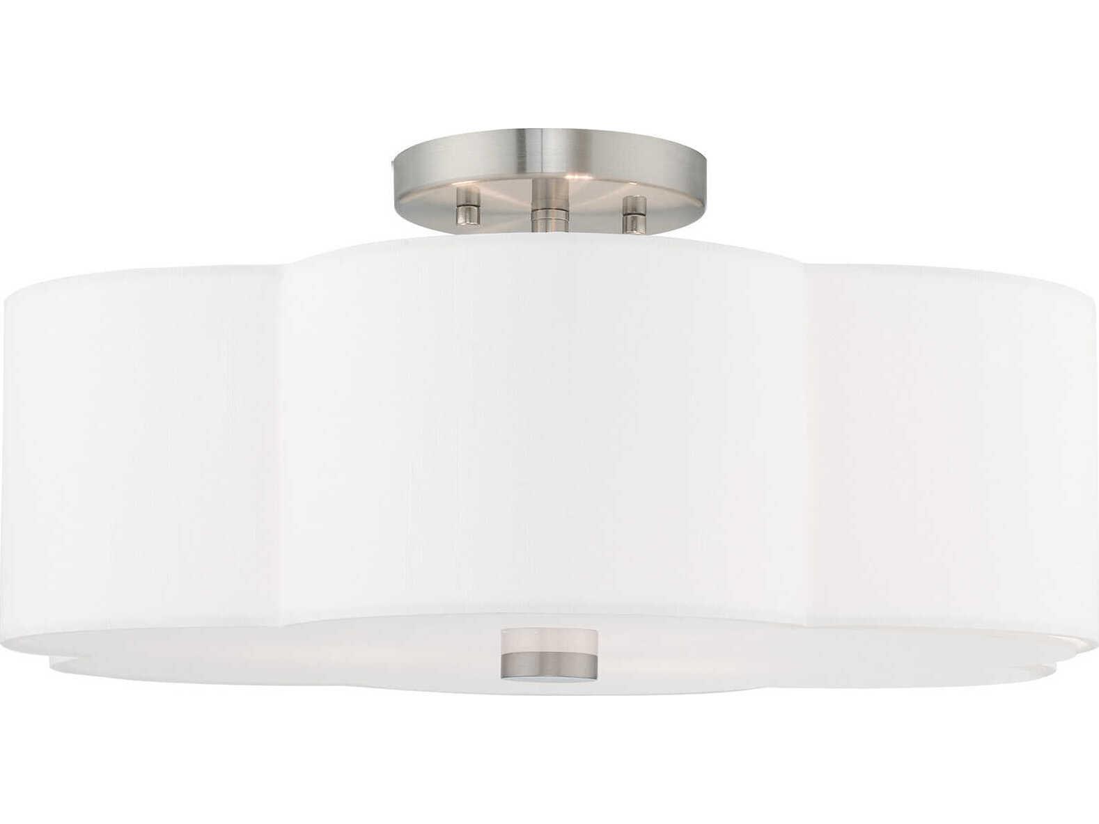 Livex Lighting Chelsea 3-Light Brushed Nickel Semi Flush Mount
