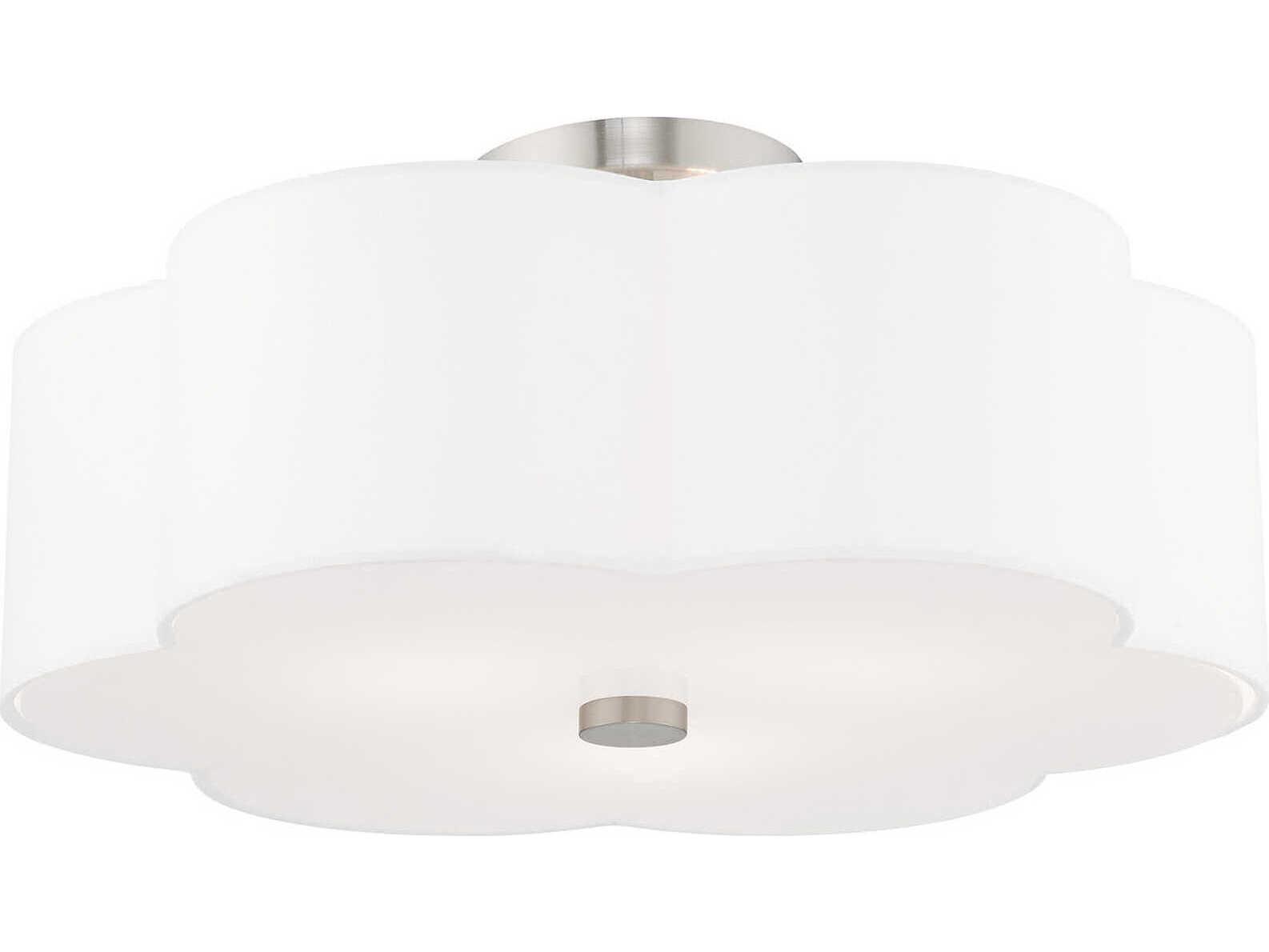Livex Lighting Chelsea 3-Light Brushed Nickel Semi Flush Mount