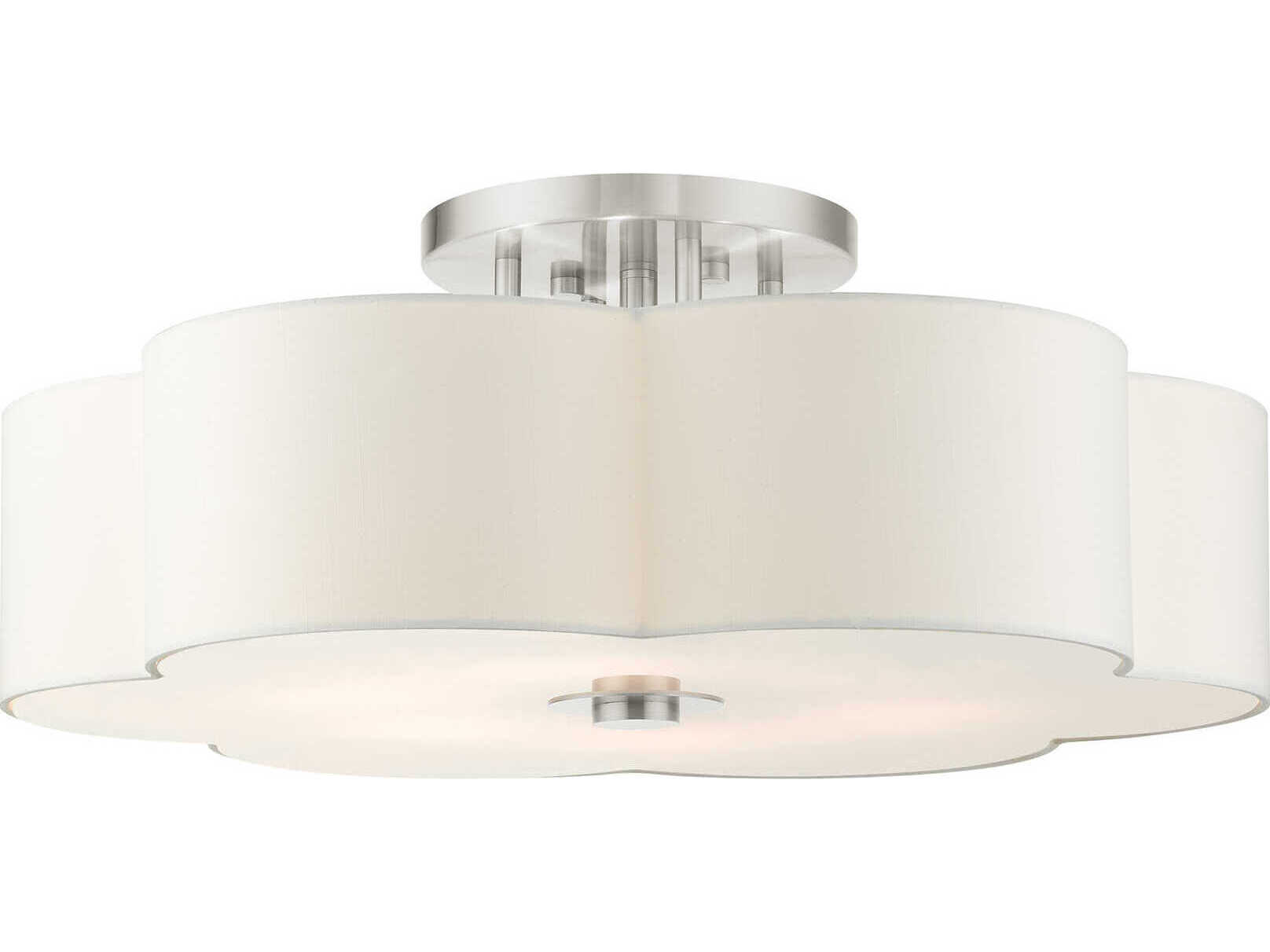 Livex Lighting Chelsea 6-Light Brushed Nickel White Semi Flush Mount