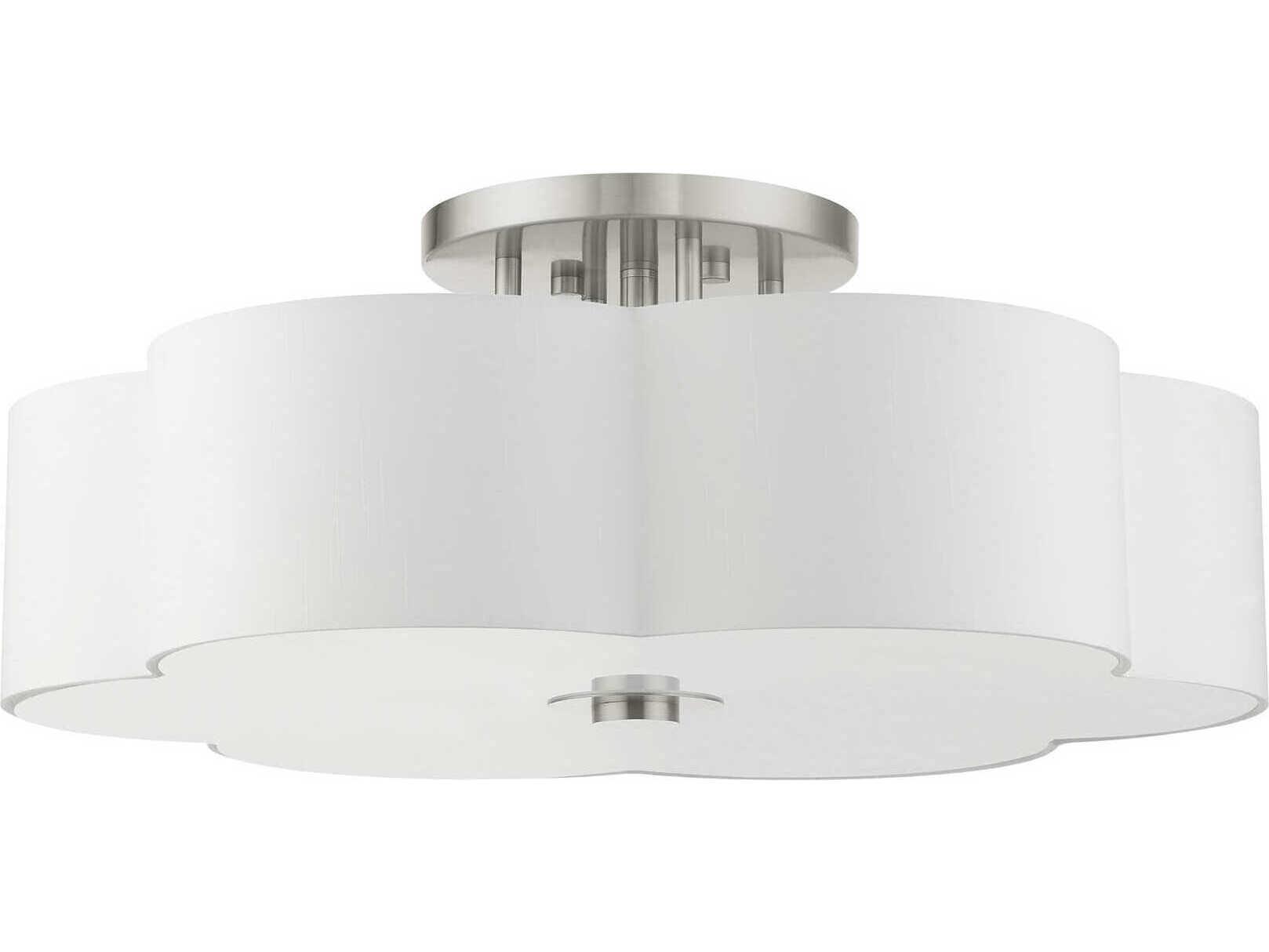 Livex Lighting Chelsea 6-Light Brushed Nickel White Semi Flush Mount