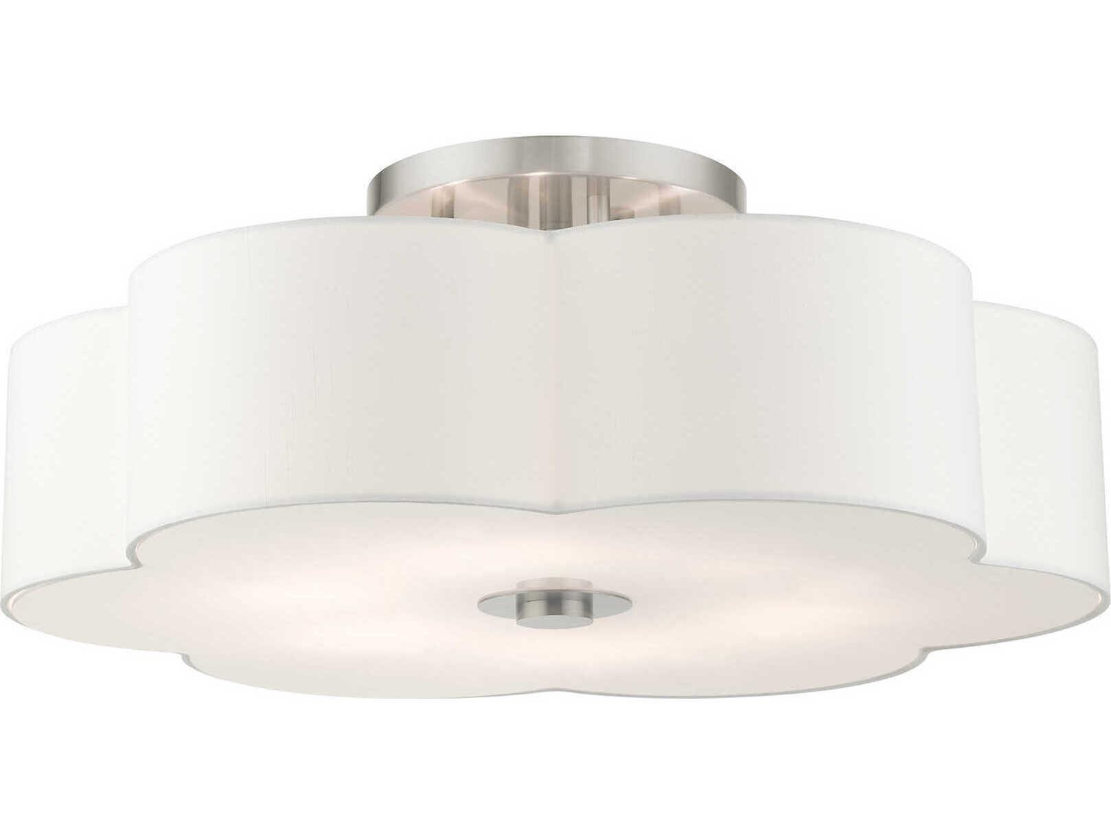 Livex Lighting Chelsea 6-Light Brushed Nickel White Semi Flush Mount