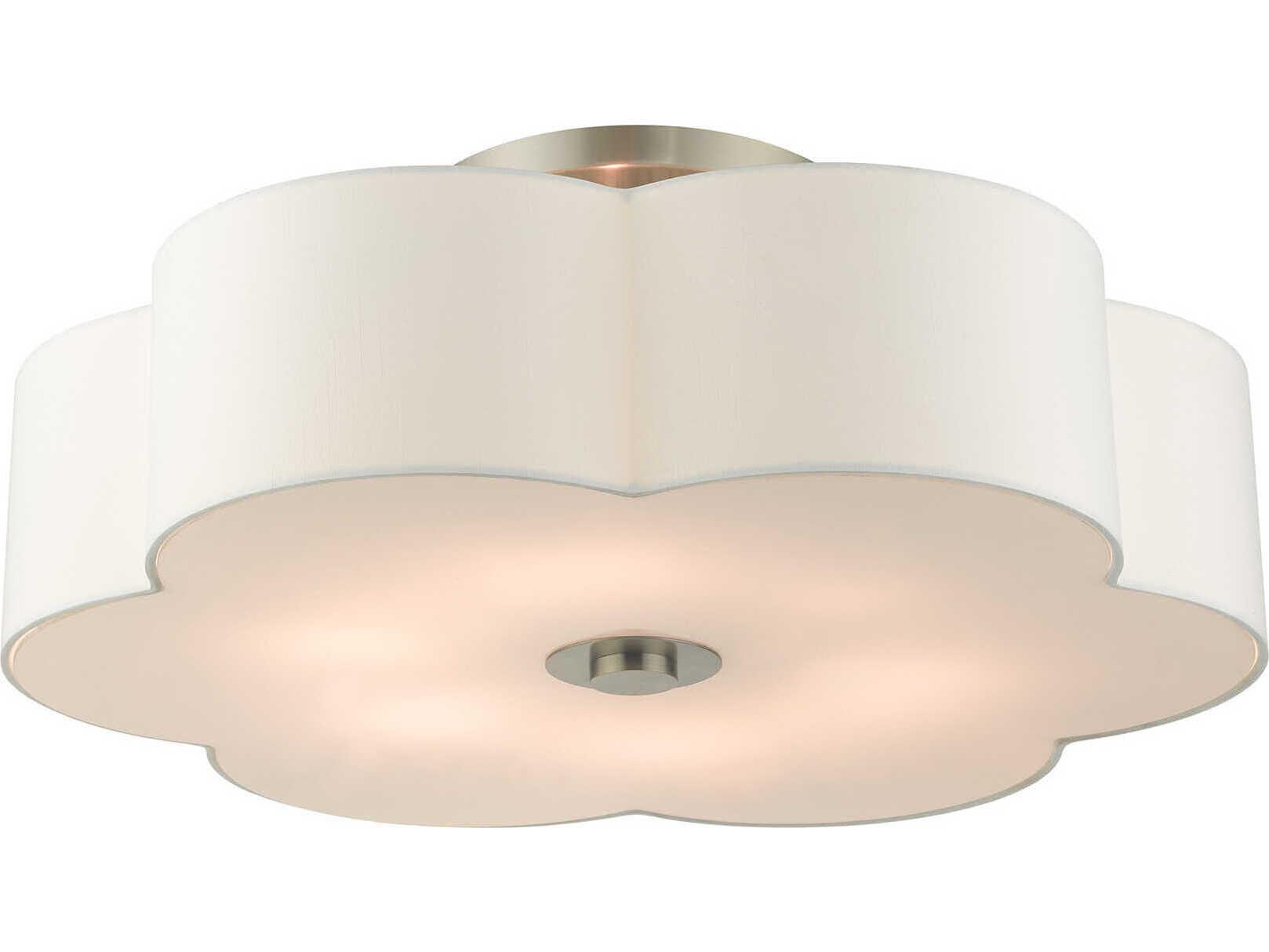 Livex Lighting Chelsea 6-Light Brushed Nickel White Semi Flush Mount