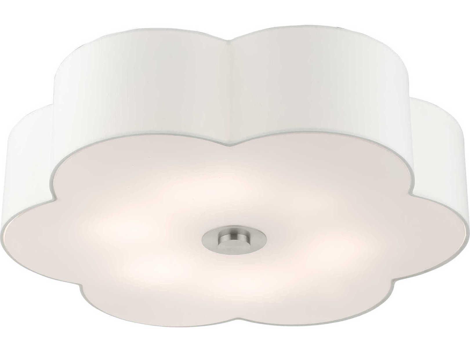 Livex Lighting Chelsea 6-Light Brushed Nickel White Semi Flush Mount