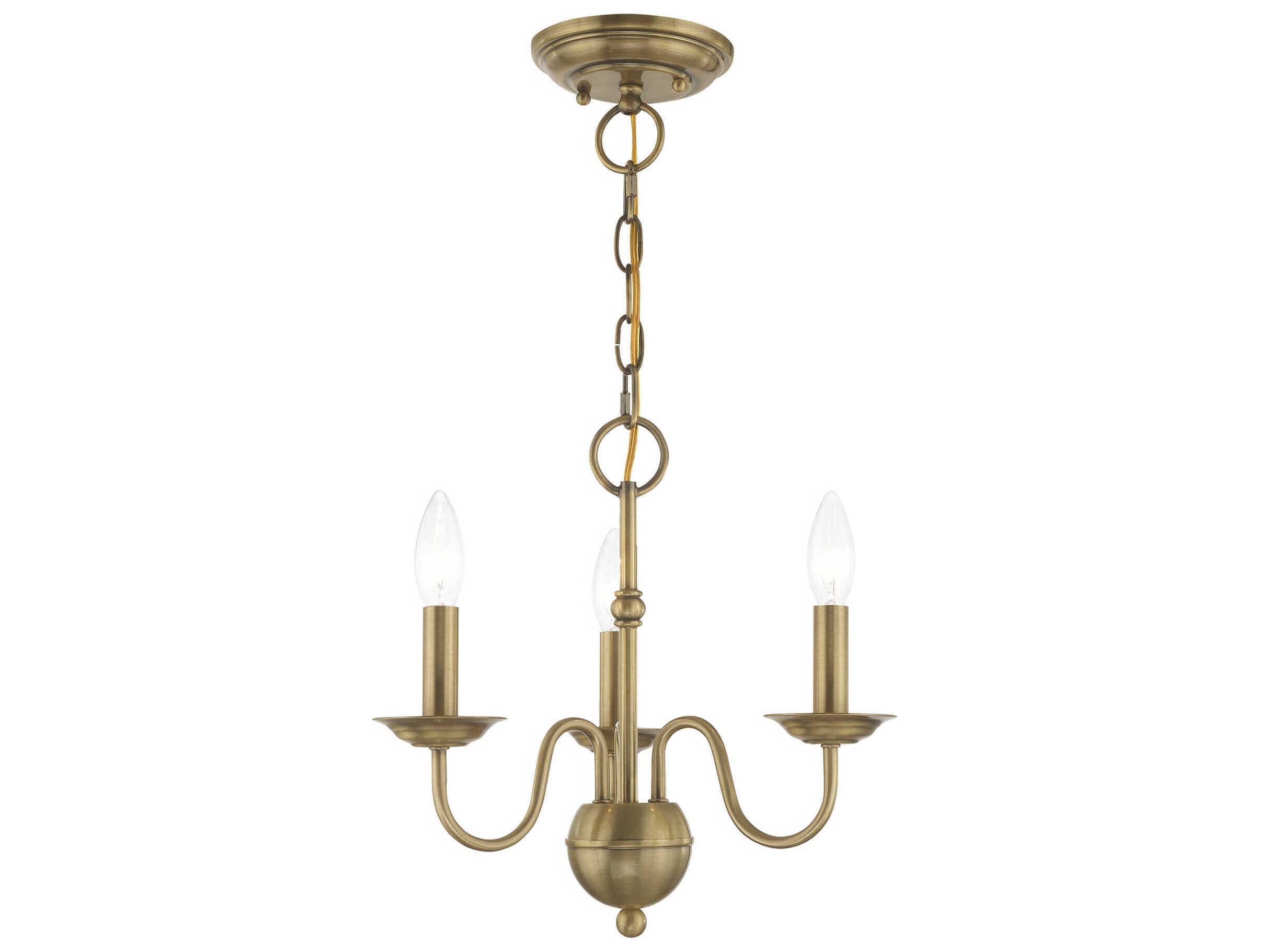 Livex Lighting Windsor 3-Light Antique Brass Candelabra Chandelier