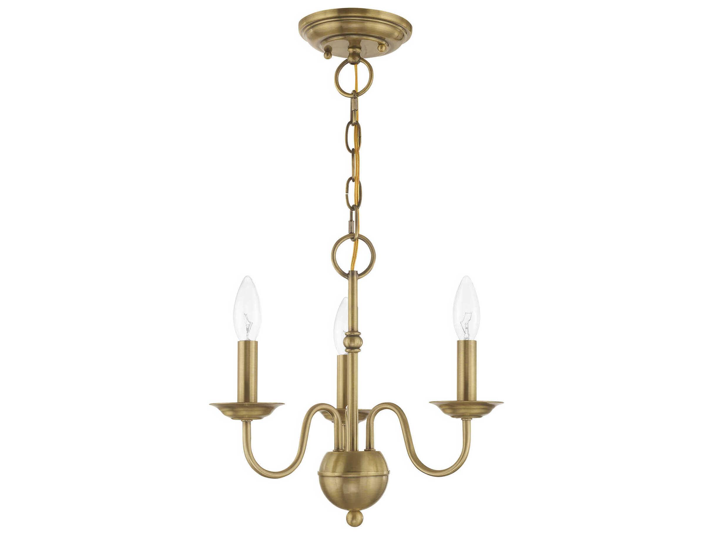 Livex Lighting Windsor 3-Light Antique Brass Candelabra Chandelier