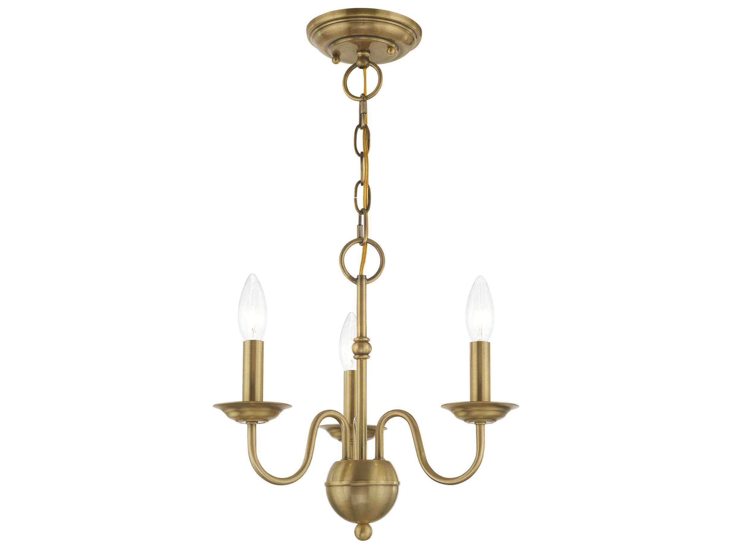 Livex Lighting Windsor 3-Light Antique Brass Candelabra Chandelier