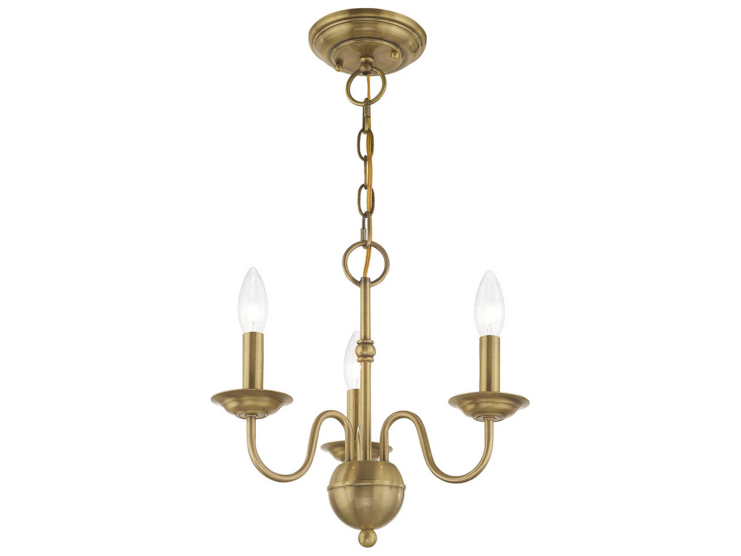 Livex Lighting Windsor 3-Light Antique Brass Candelabra Chandelier