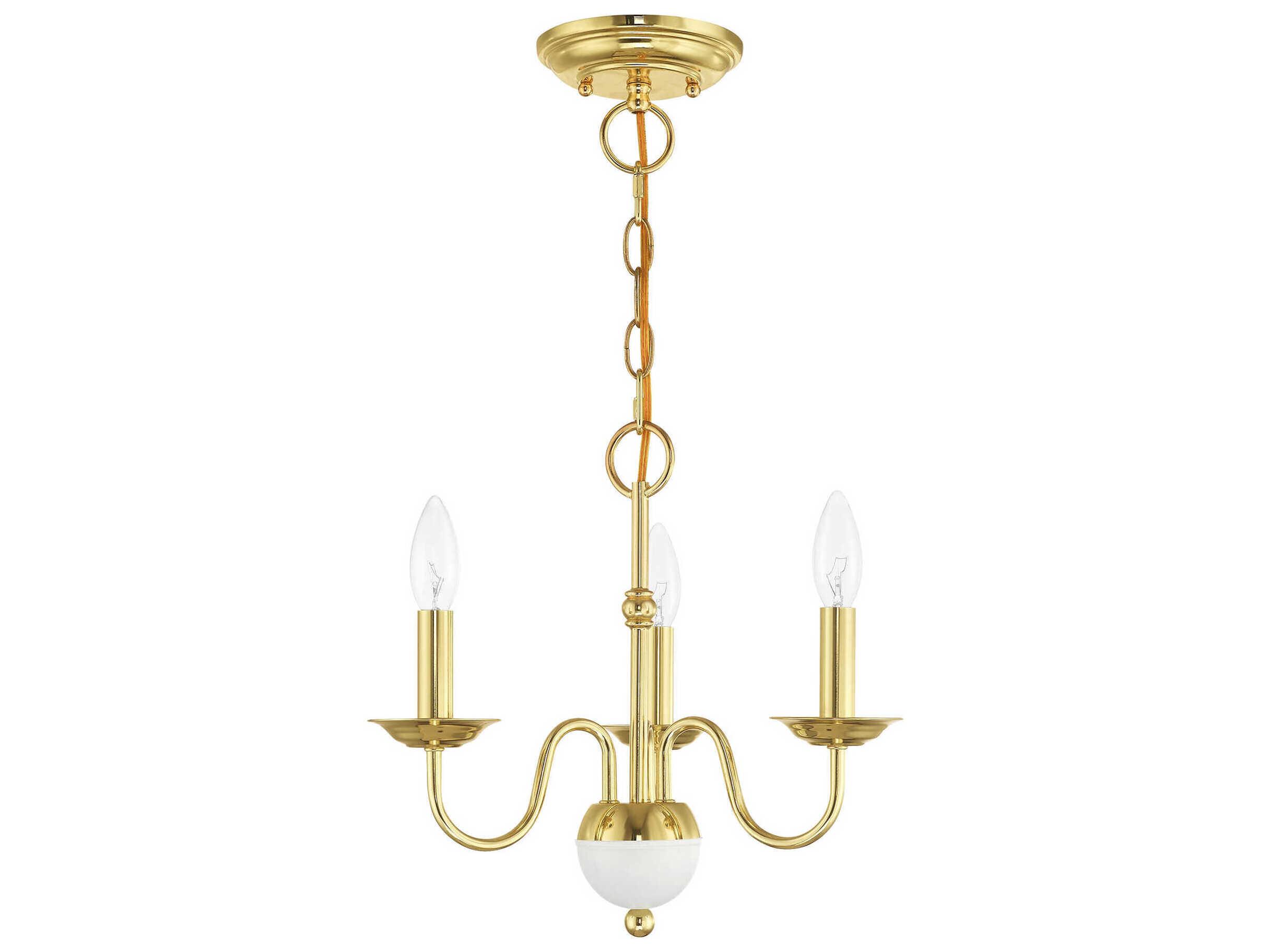 Livex Lighting Windsor 3-Light Polished Brass Candelabra Chandelier