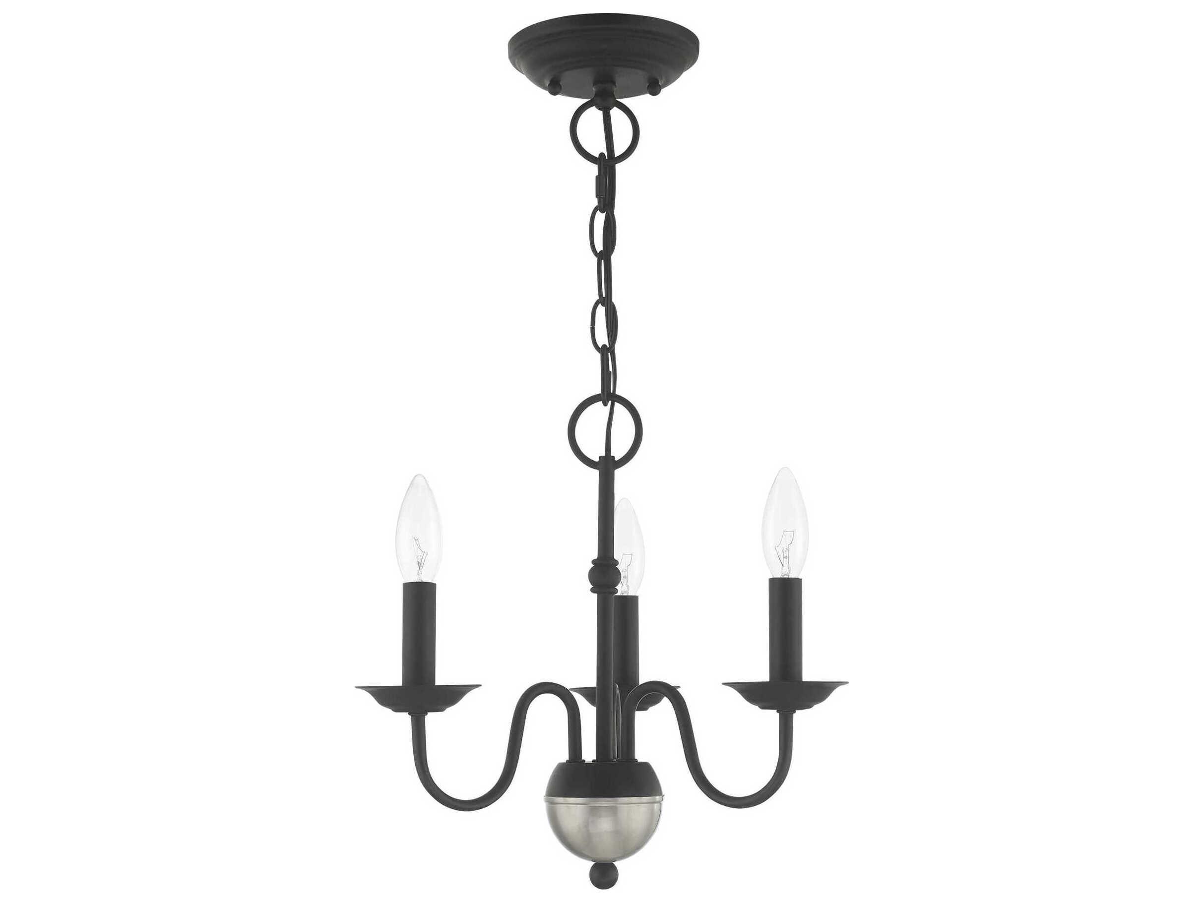 Livex Lighting Windsor 3-Light Black Candelabra Chandelier