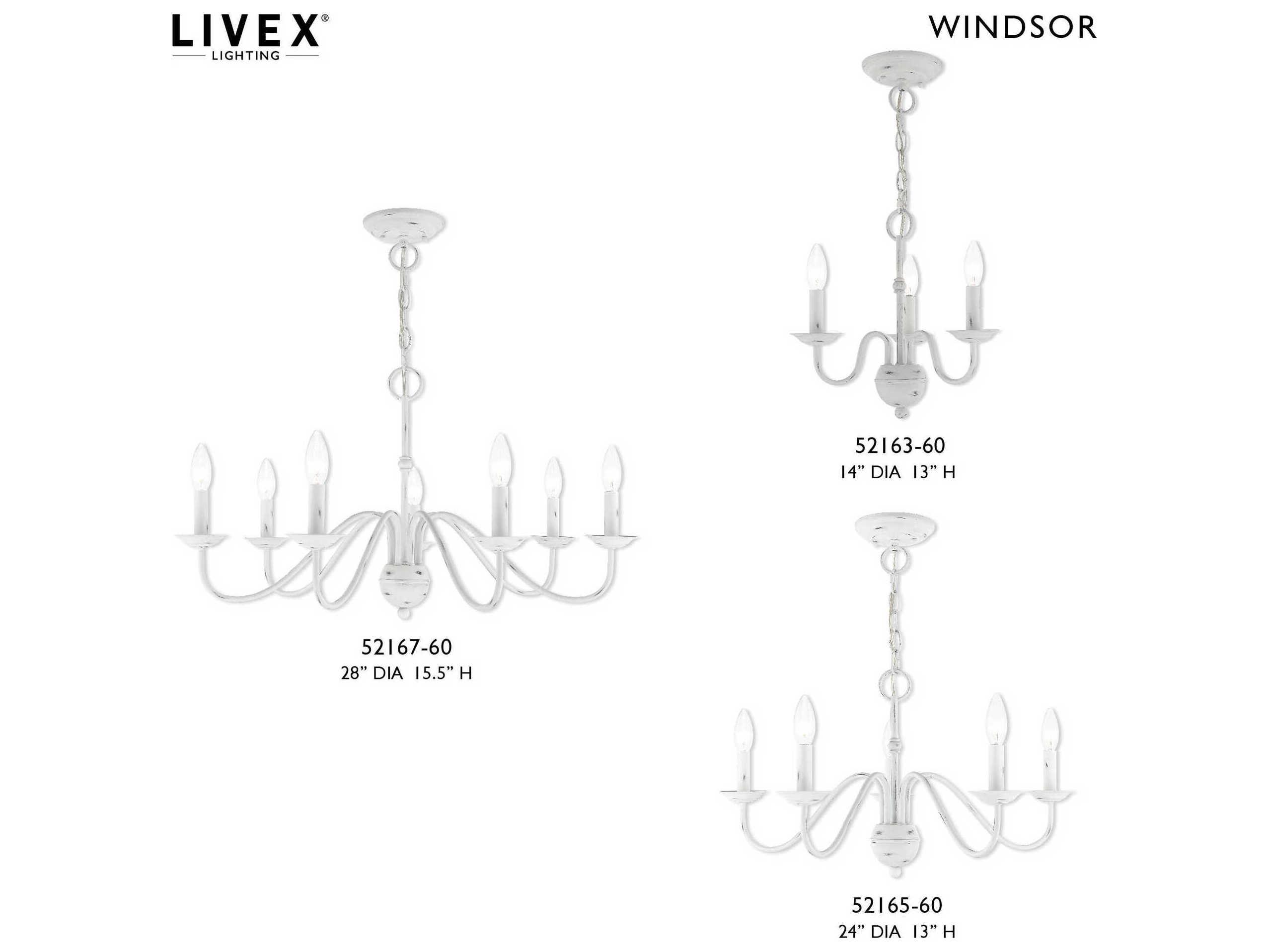 Livex Lighting Windsor 3-Light Antique White Candelabra Chandelier