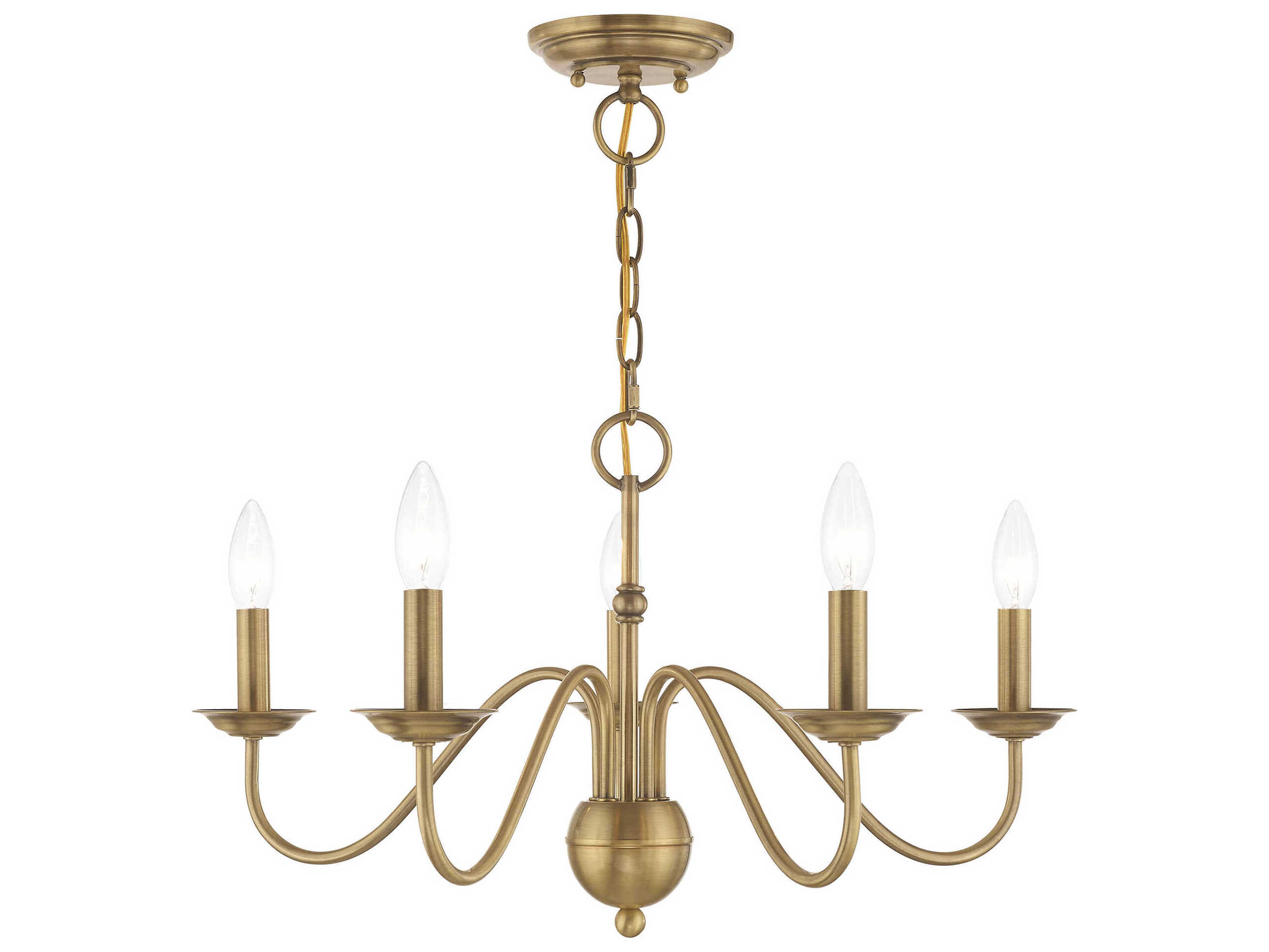 Livex Lighting Windsor 5-Light Antique Brass Candelabra Chandelier