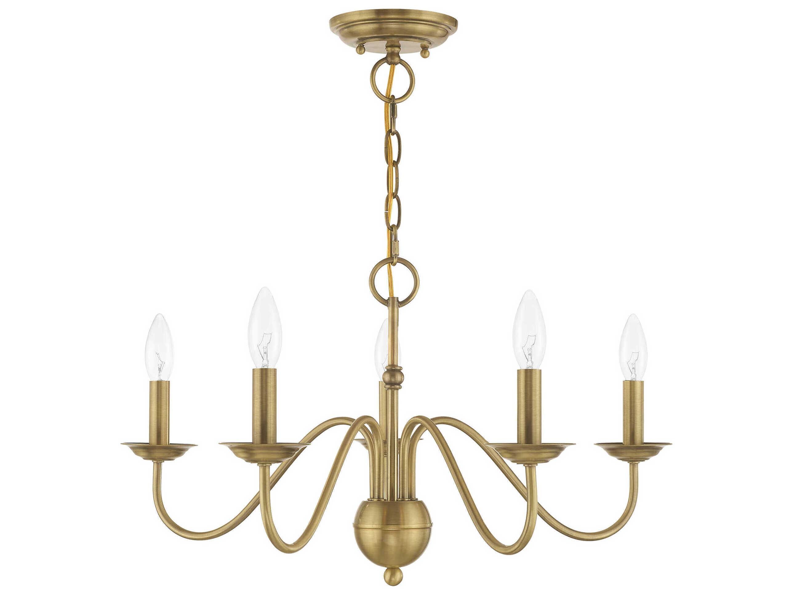 Livex Lighting Windsor 5-Light Antique Brass Candelabra Chandelier