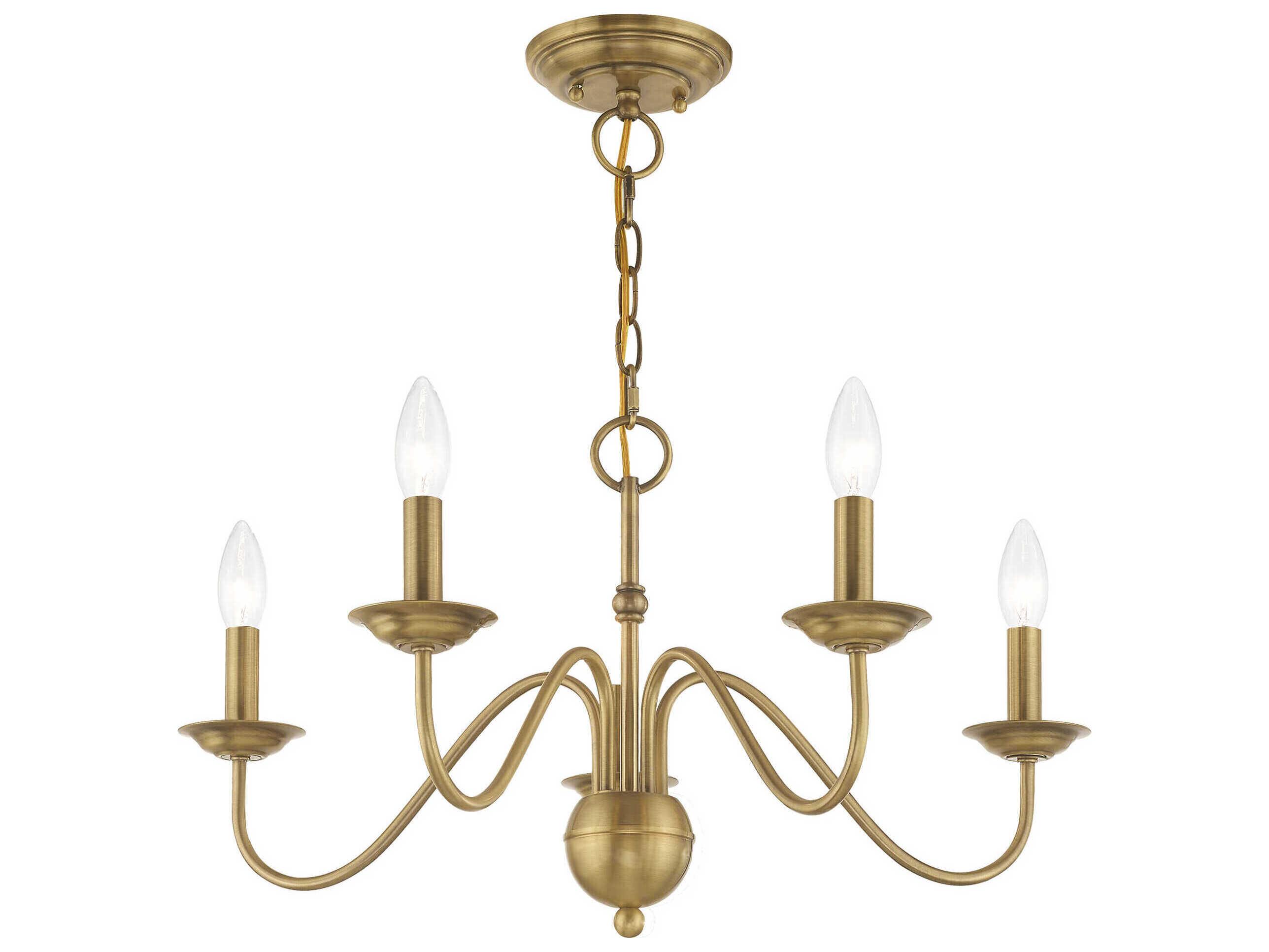 Livex Lighting Windsor 5-Light Antique Brass Candelabra Chandelier