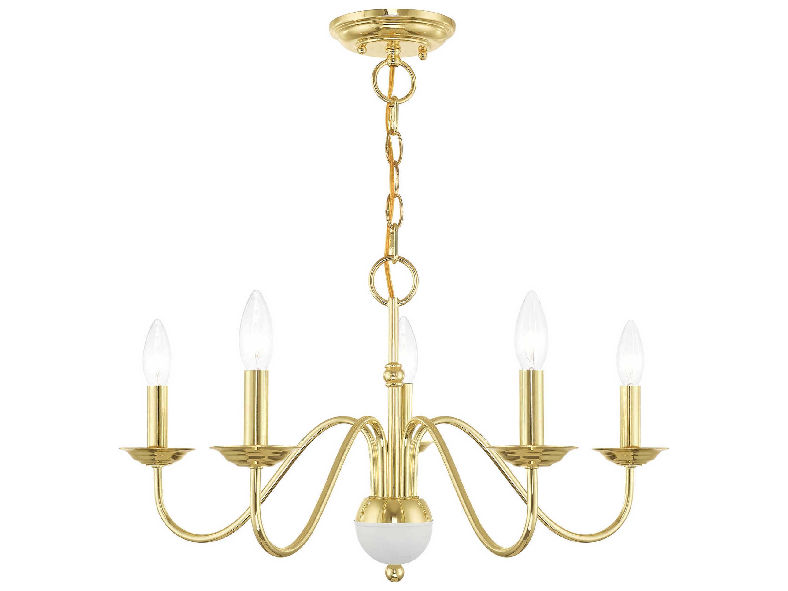 Livex Lighting Windsor 5-Light Polished Brass Candelabra Chandelier