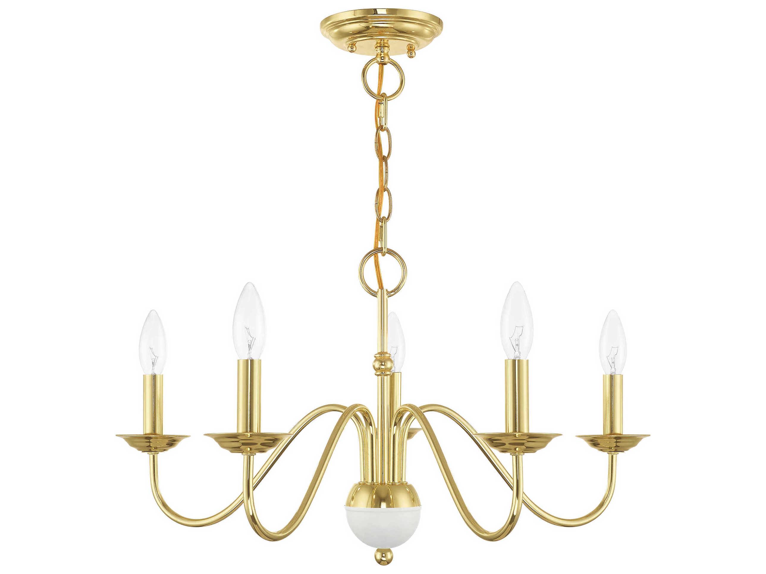 Livex Lighting Windsor 5-Light Polished Brass Candelabra Chandelier
