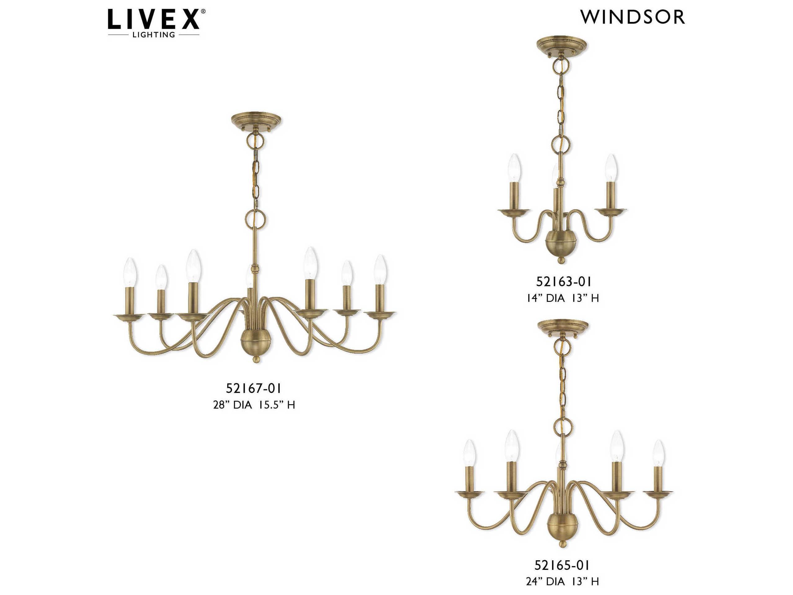 Livex Lighting Windsor 7-Light Antique Brass Candelabra Chandelier