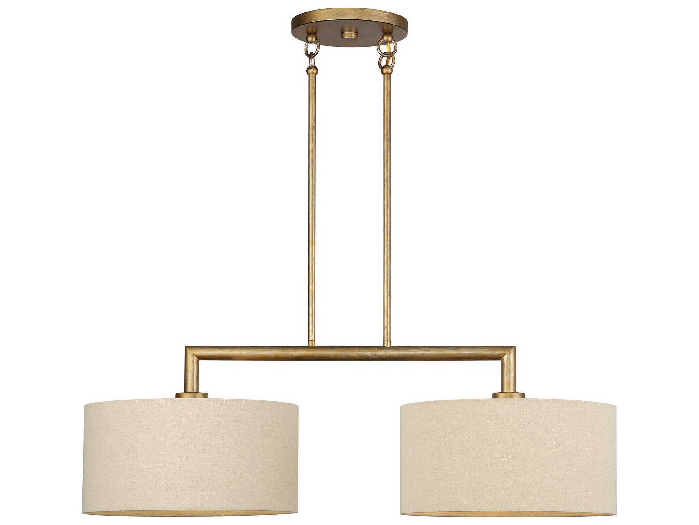 Livex Lighting Bellingham 2-Light Antique Gold Leaf Drum Island Pendant