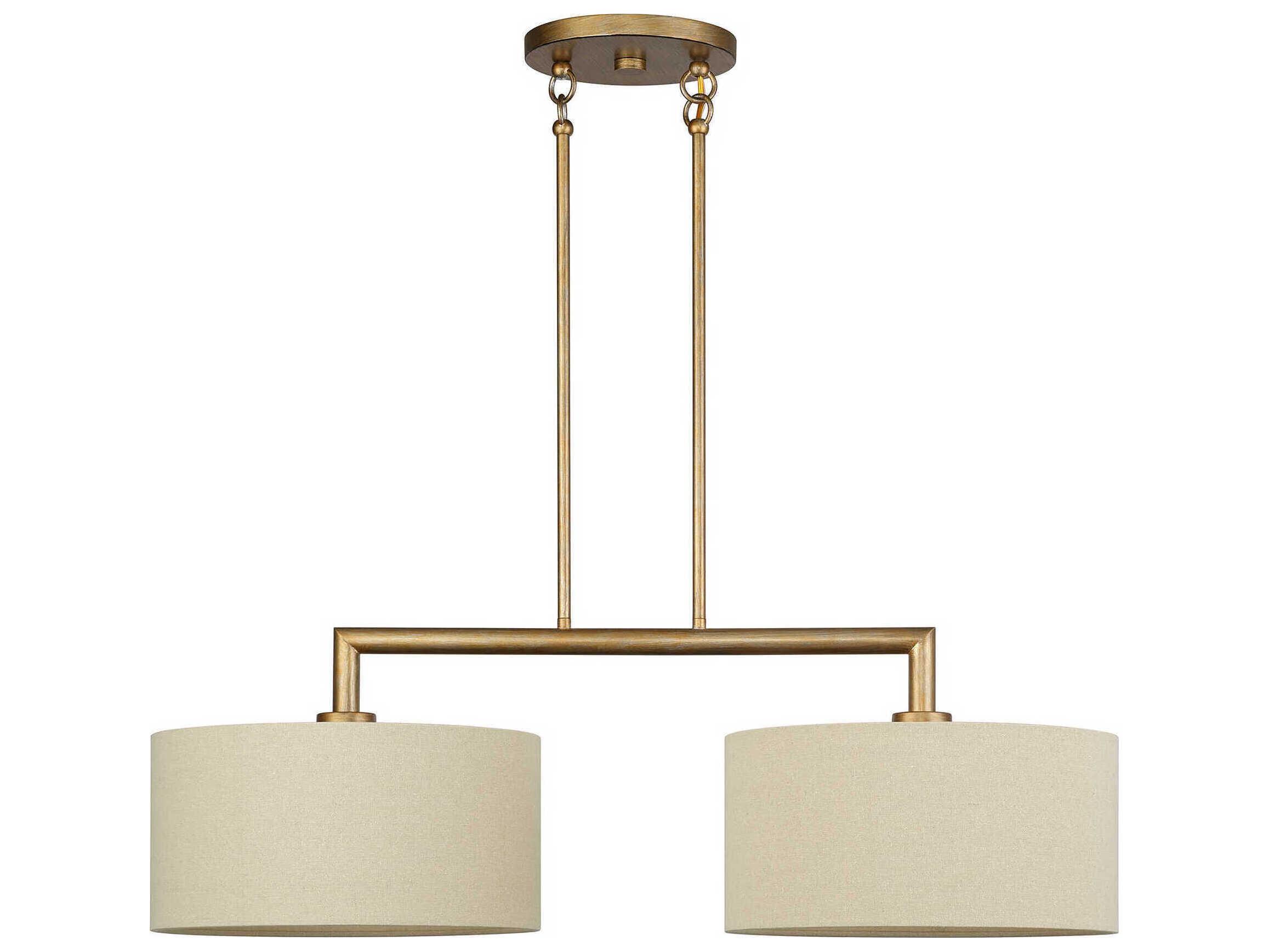 Livex Lighting Bellingham 2-Light Antique Gold Leaf Drum Island Pendant