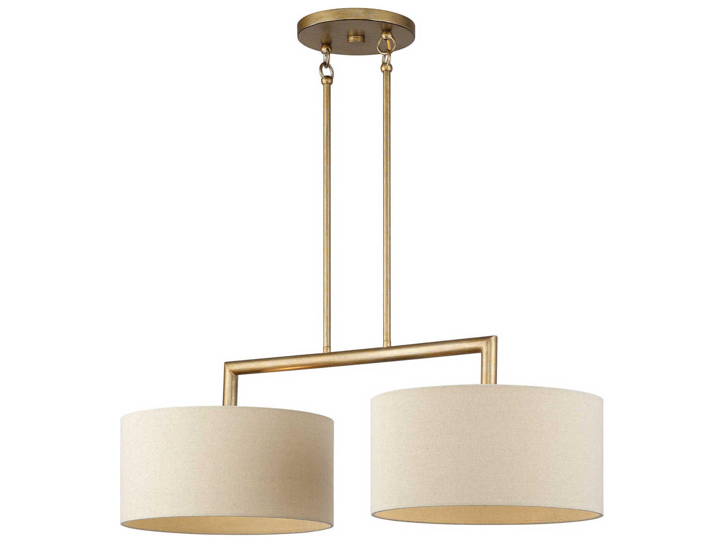 Livex Lighting Bellingham 2-Light Antique Gold Leaf Drum Island Pendant