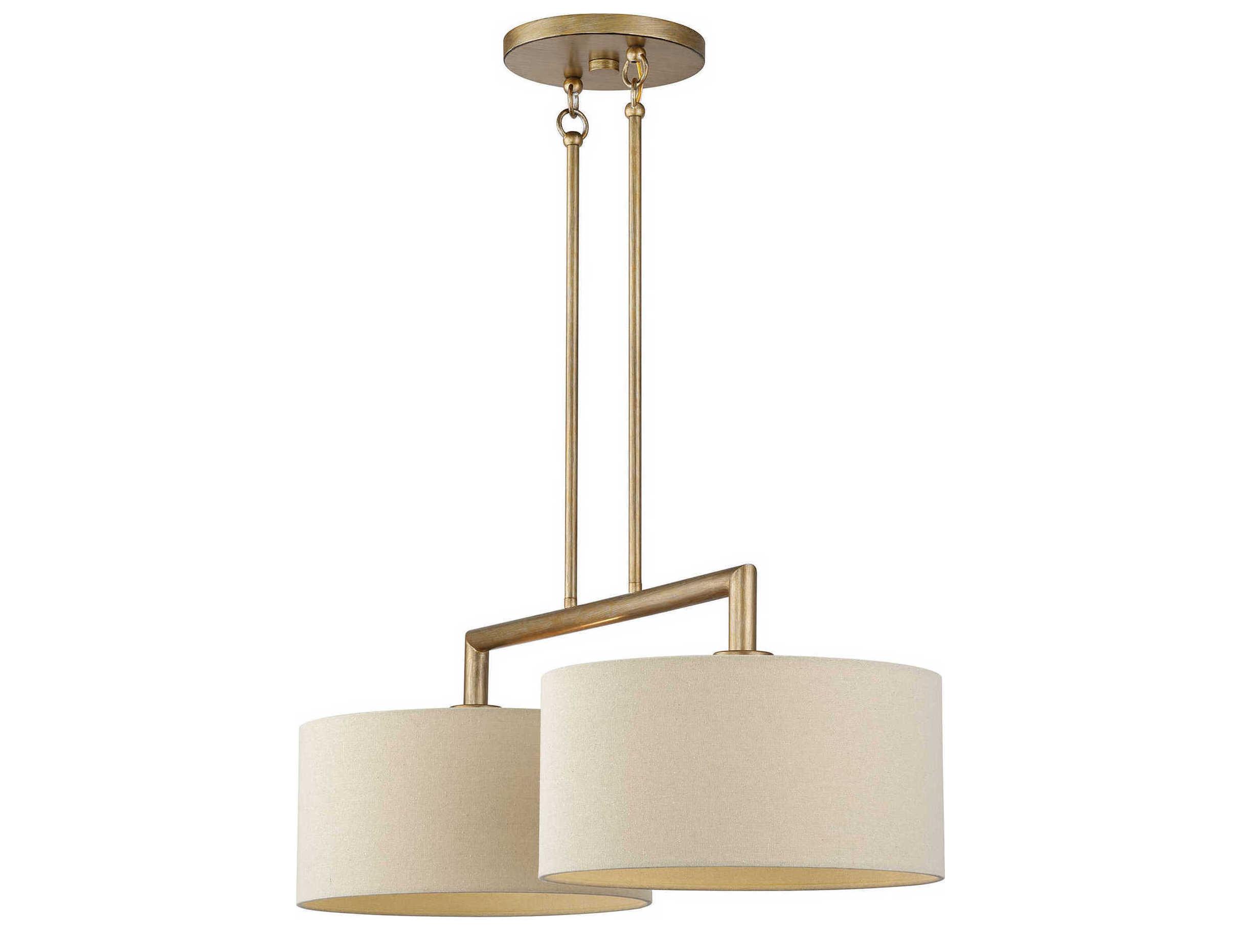 Livex Lighting Bellingham 2-Light Antique Gold Leaf Drum Island Pendant