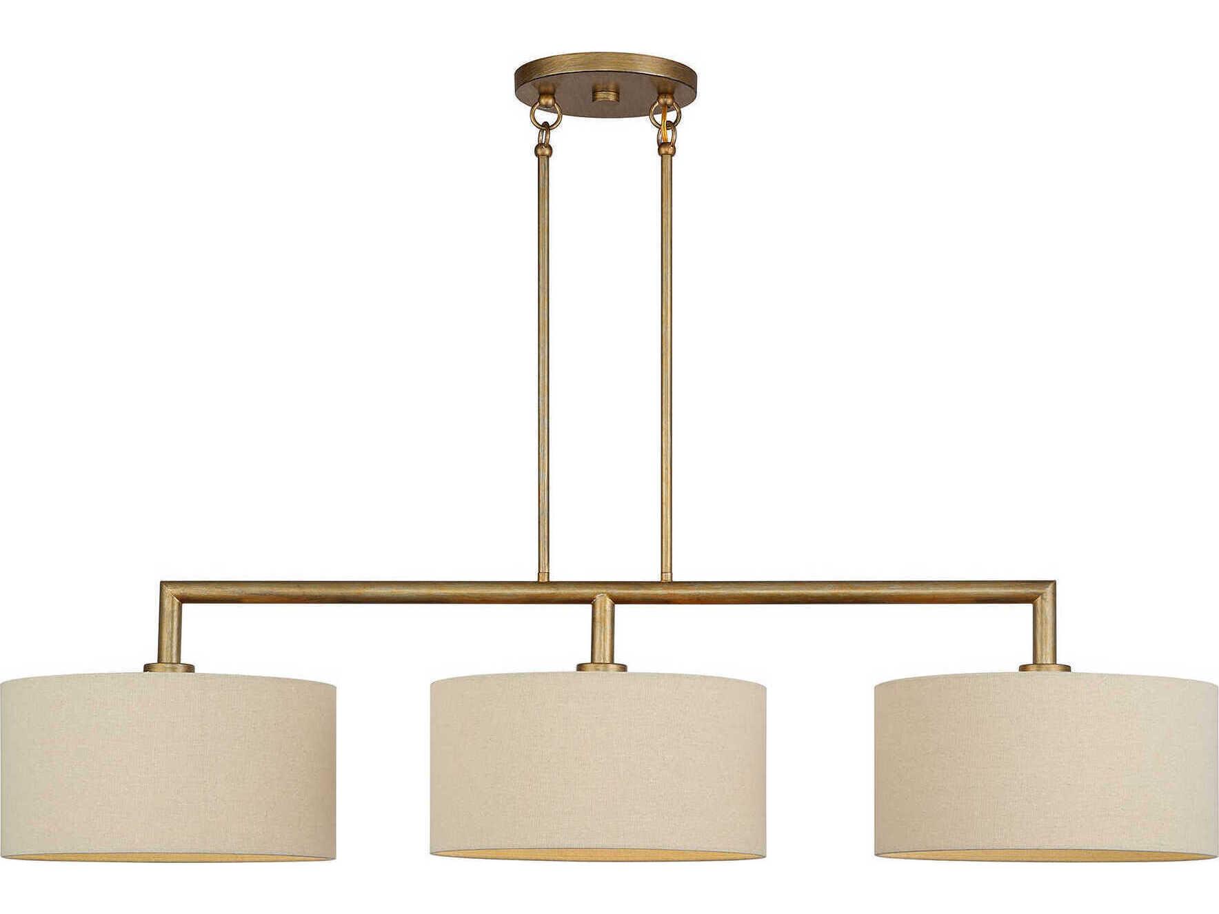 Livex Lighting Bellingham 3-Light Antique Gold Leaf Drum Island Pendant