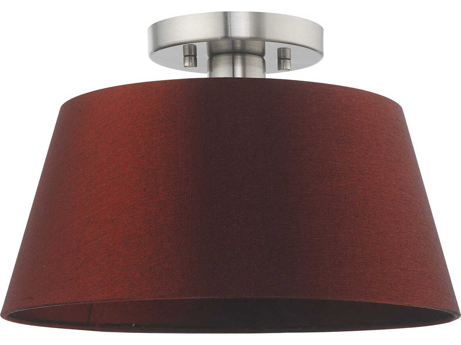 Livex Lighting Belclaire 1-Light Brushed Nickel Red Empire Semi Flush Mount