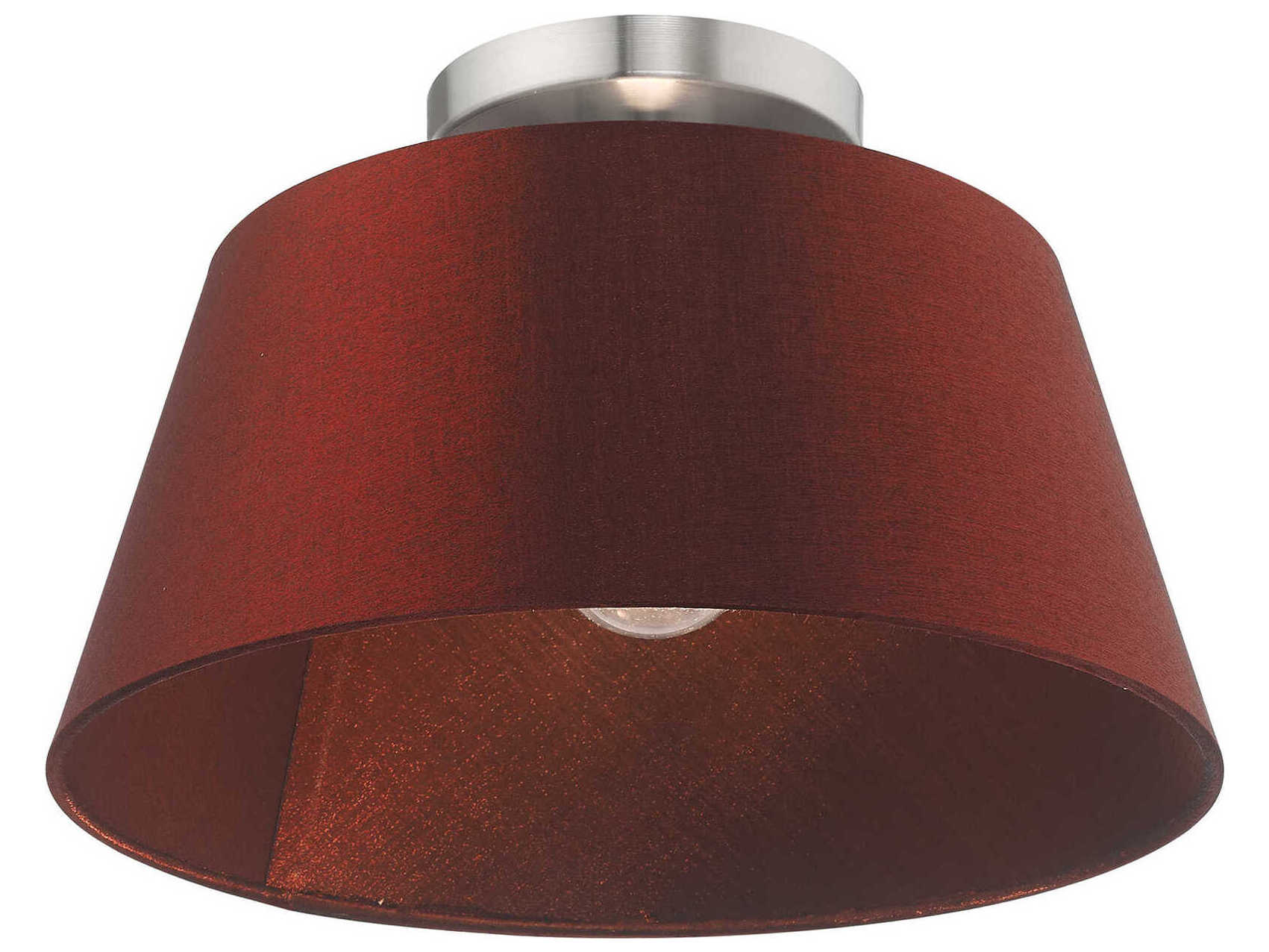 Livex Lighting Belclaire 1-Light Brushed Nickel Red Empire Semi Flush Mount