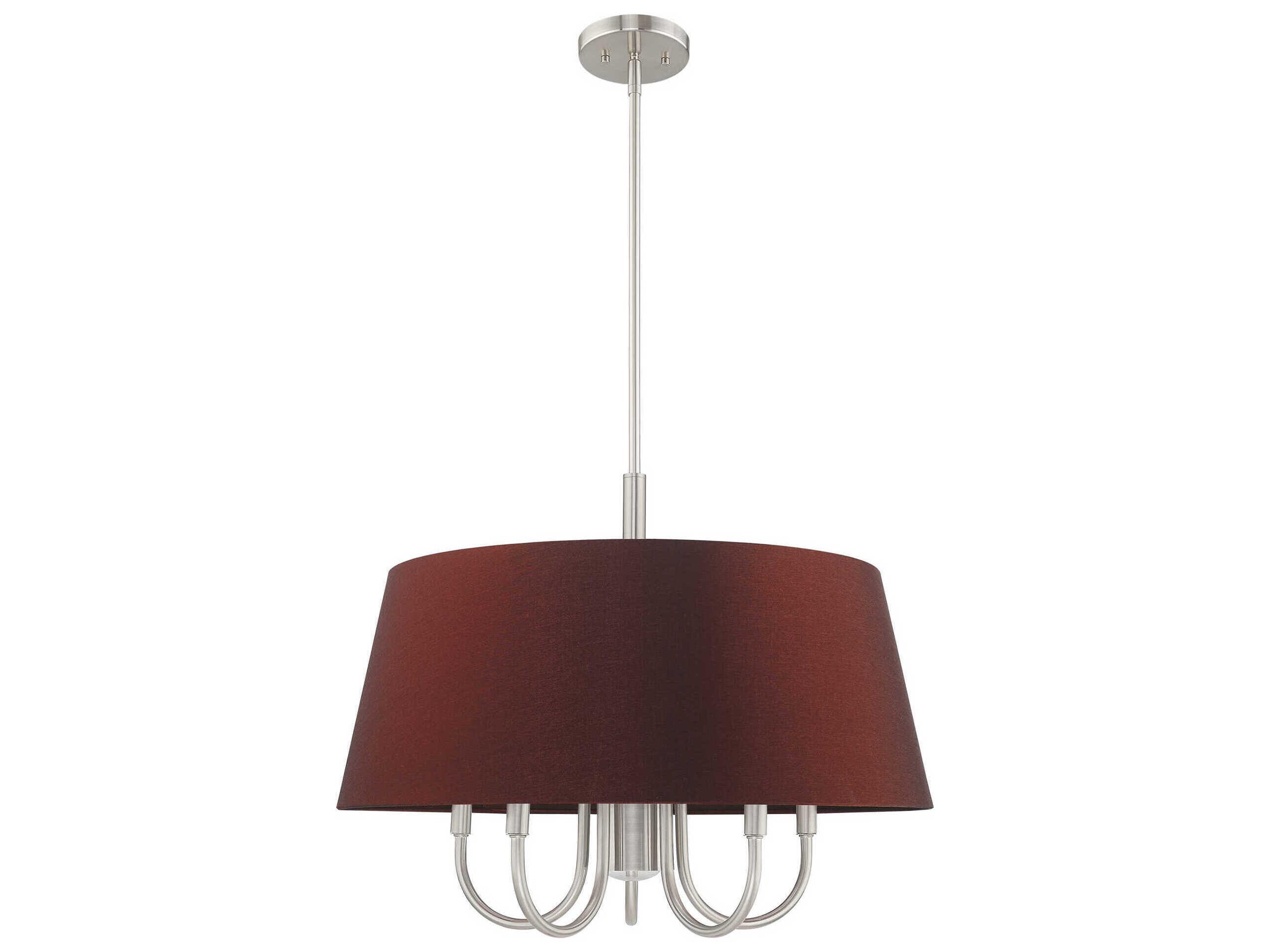 Livex Lighting Belclaire 6-Light Brushed Nickel Red Empire Chandelier