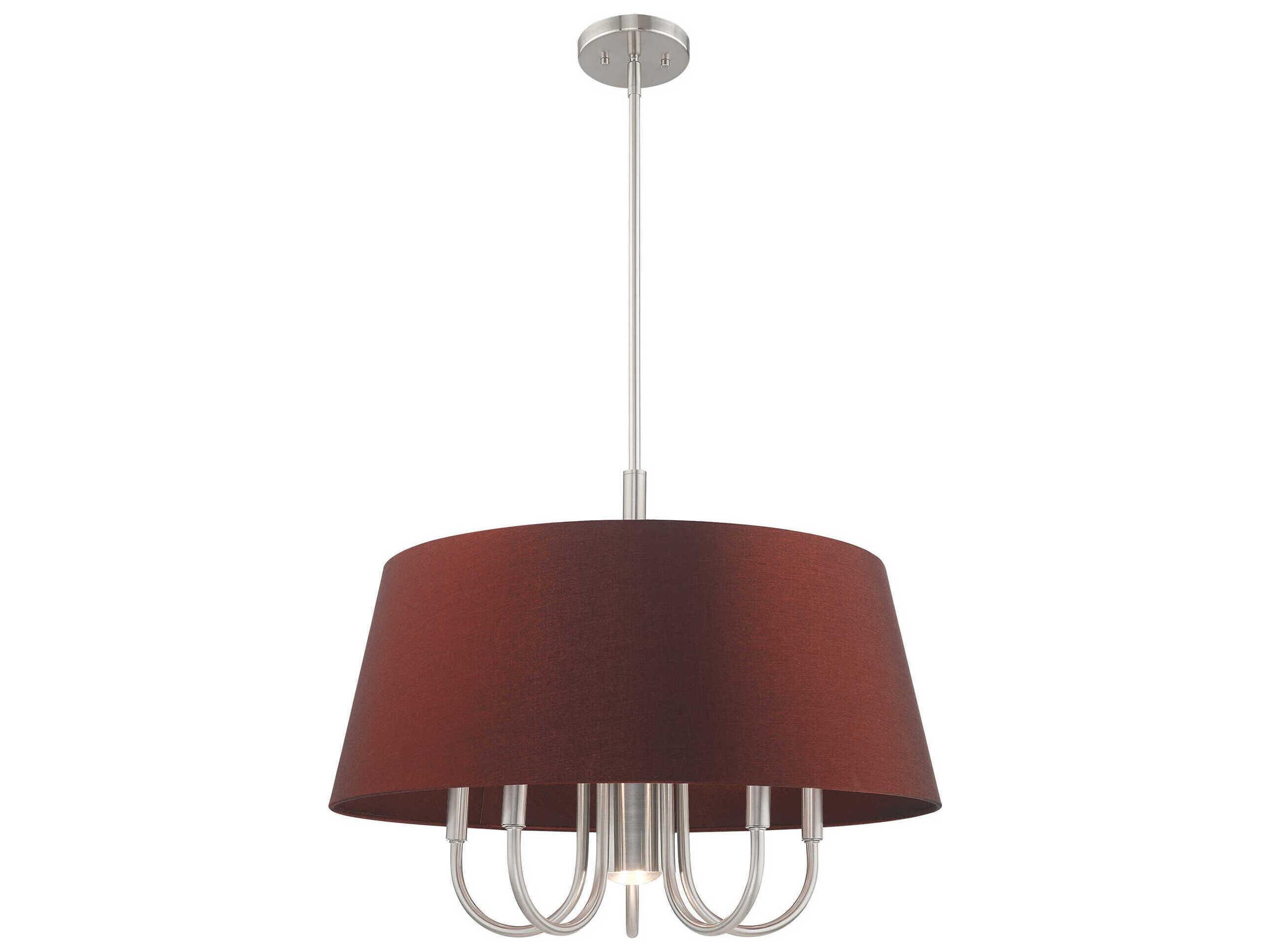 Livex Lighting Belclaire 6-Light Brushed Nickel Red Empire Chandelier