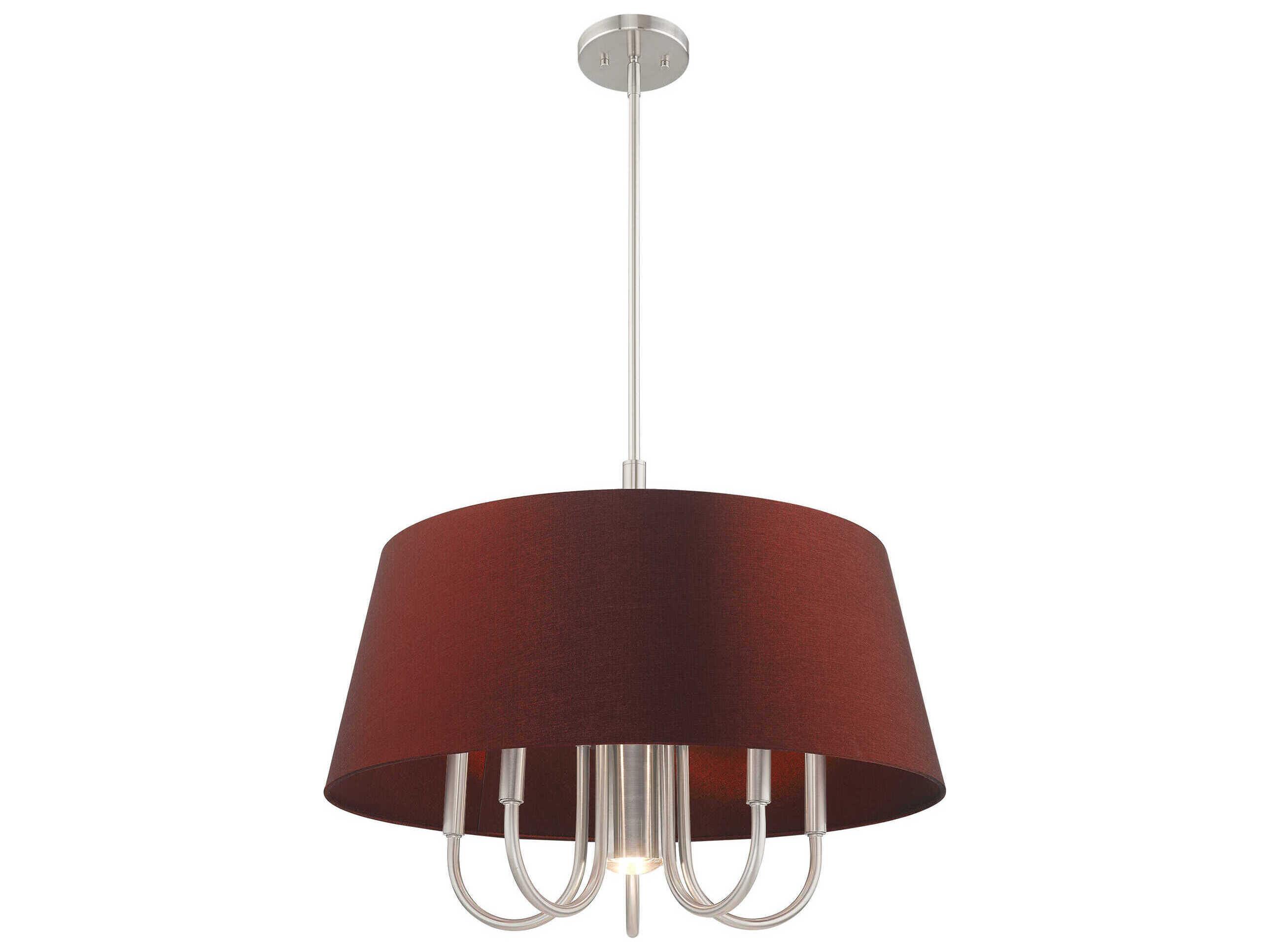 Livex Lighting Belclaire 6-Light Brushed Nickel Red Empire Chandelier