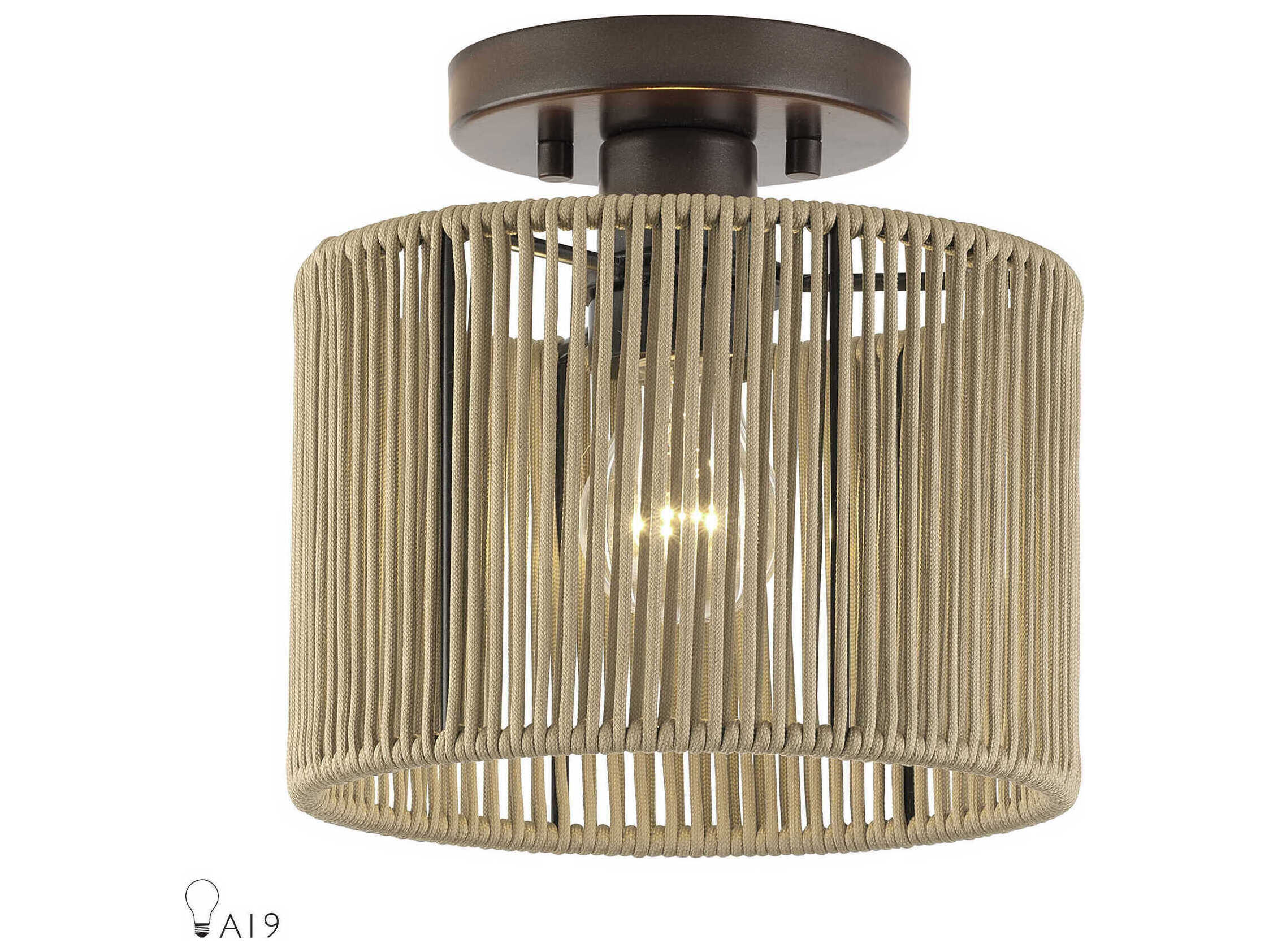 Livex Lighting Acordia 1-Light English Bronze Drum Semi Flush Mount