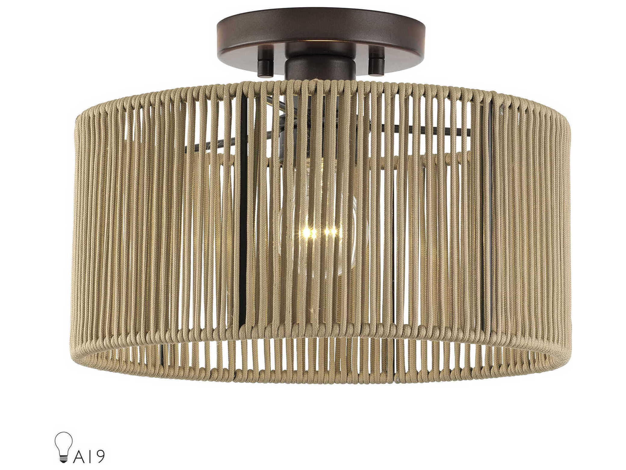 Livex Lighting Acordia 1-Light English Bronze Drum Semi Flush Mount