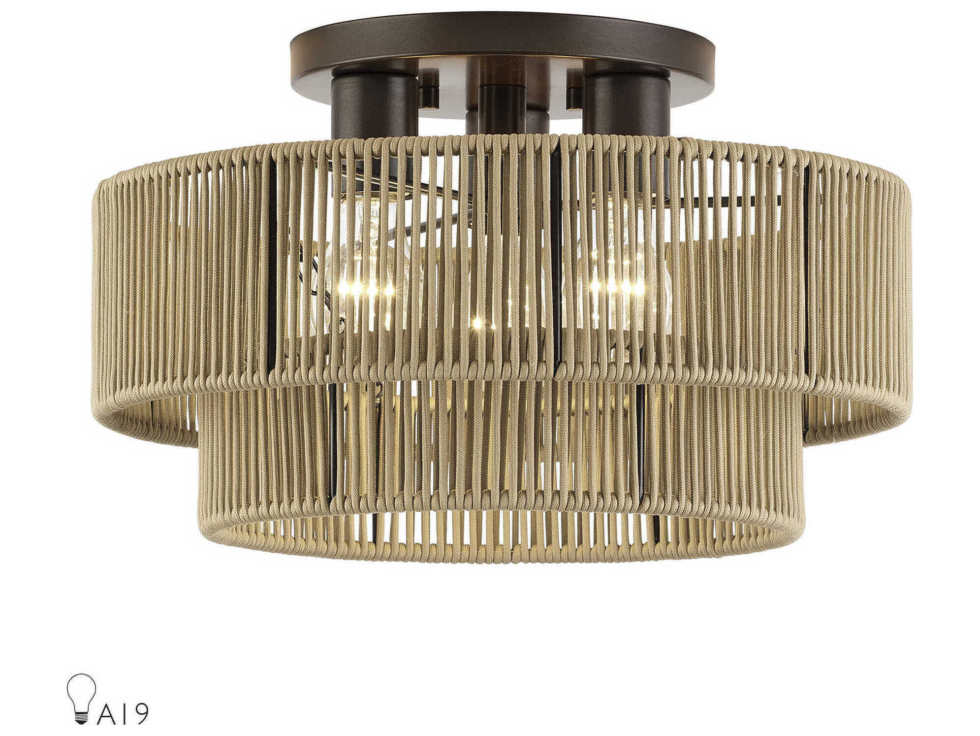 Livex Lighting Acordia 3-Light English Bronze Drum Semi Flush Mount