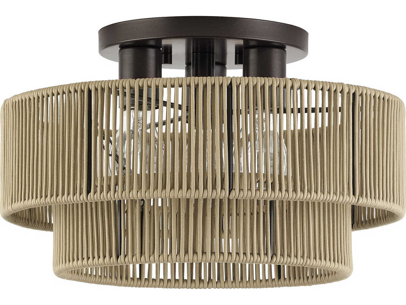 Livex Lighting Acordia 3-Light English Bronze Drum Semi Flush Mount