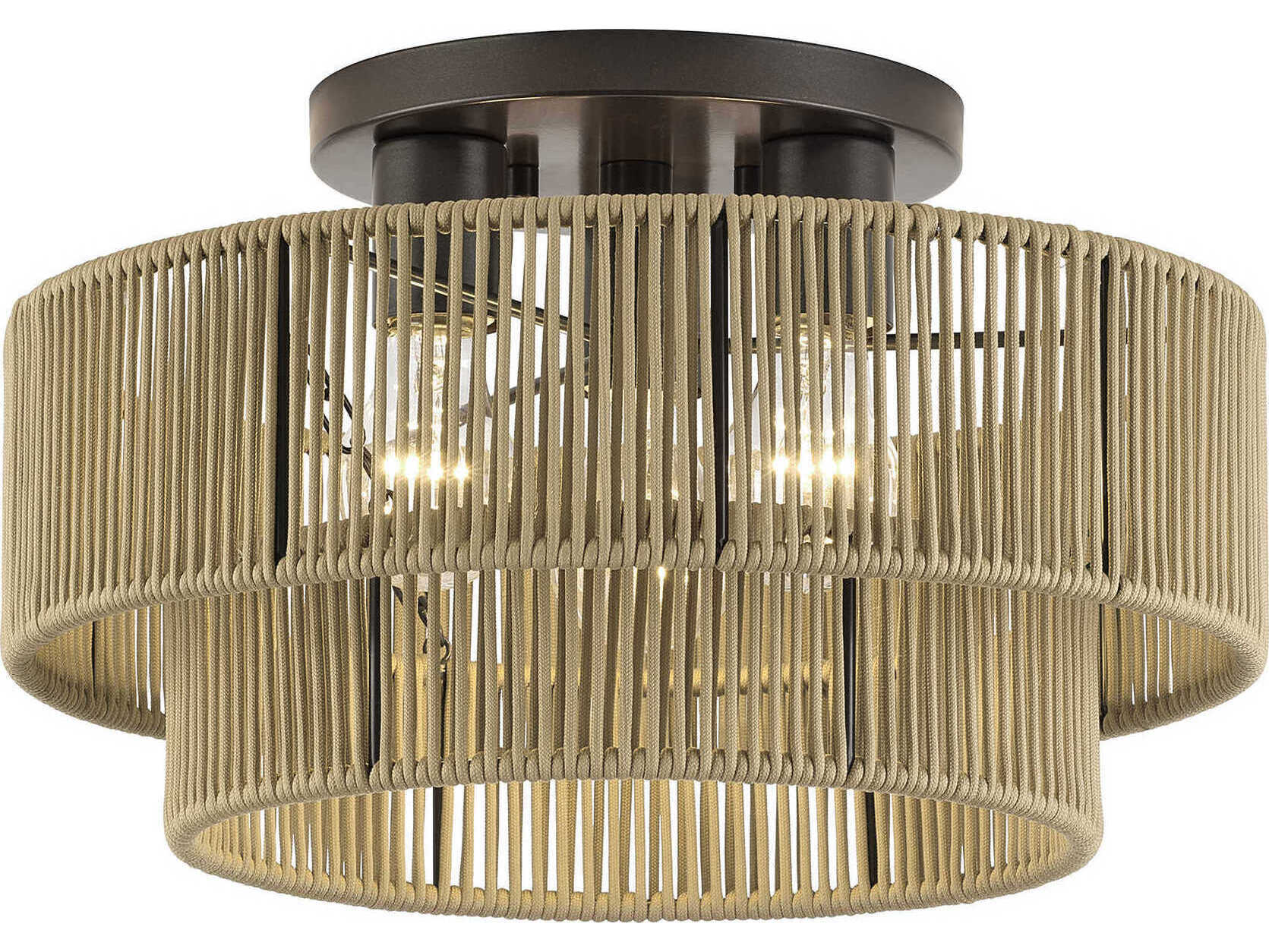 Livex Lighting Acordia 3-Light English Bronze Drum Semi Flush Mount