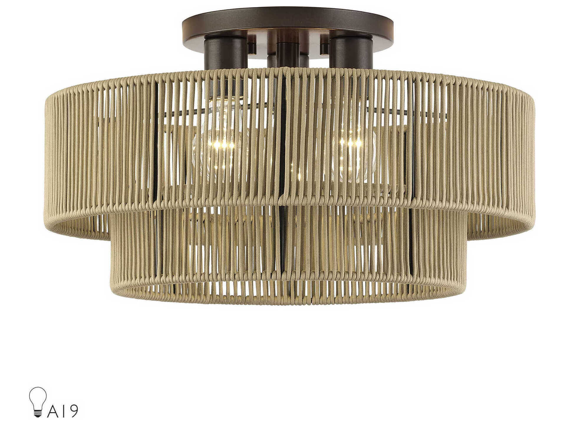 Livex Lighting Acordia 3-Light English Bronze Drum Semi Flush Mount