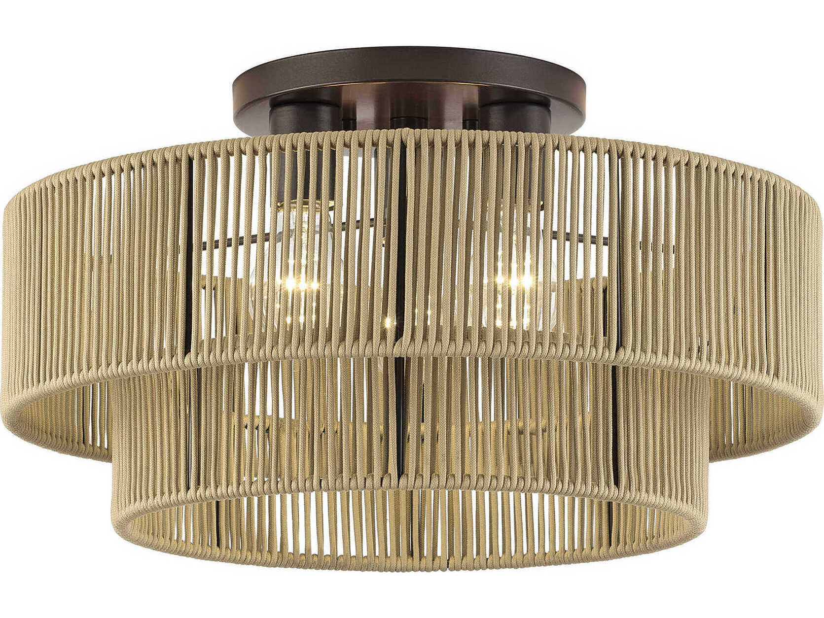 Livex Lighting Acordia 3-Light English Bronze Drum Semi Flush Mount