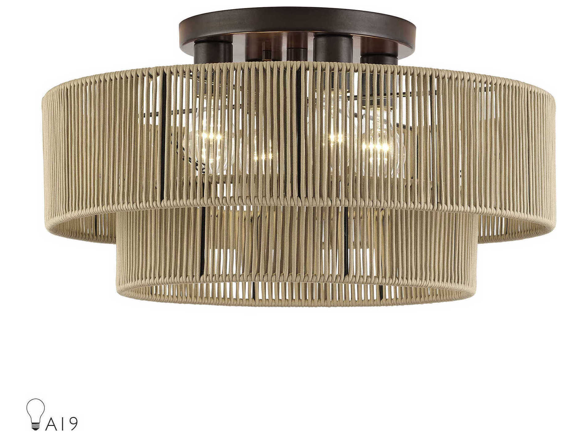 Livex Lighting Acordia 4-Light English Bronze Round Semi Flush Mount